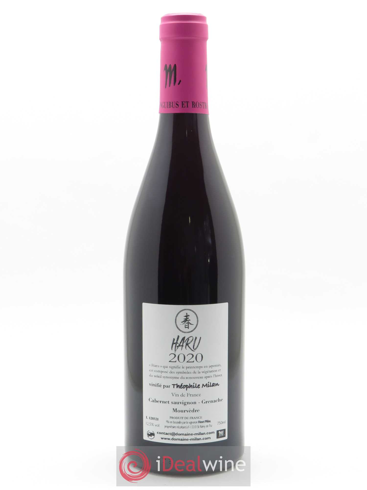 Vin de France Théophile Milan Haru Henri Milan 2020 - Lot de 1 bouteille - 1