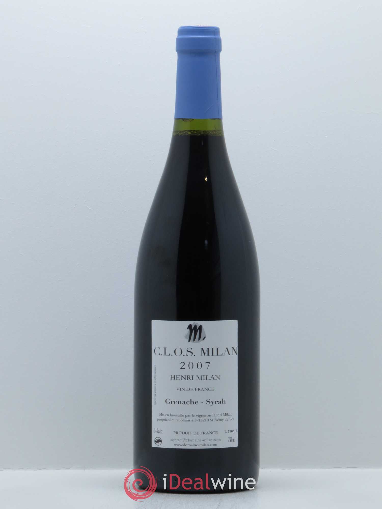 Vin de France Clos Milan Henri Milan 2007 - Lot de 1 bouteille - 1