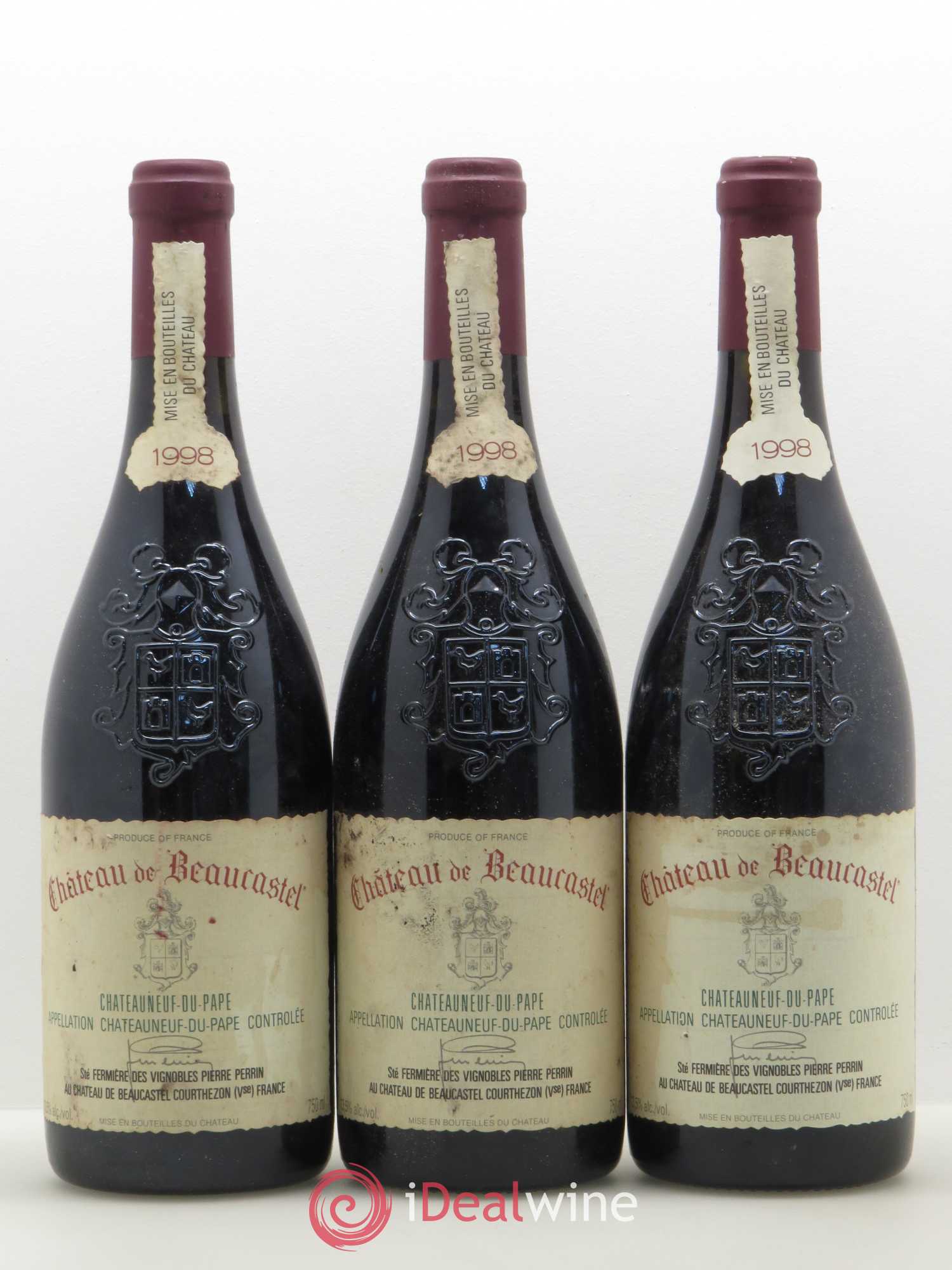 Châteauneuf-du-Pape Château de Beaucastel Famille Perrin 1998 - Lot de 3 bouteilles - 0