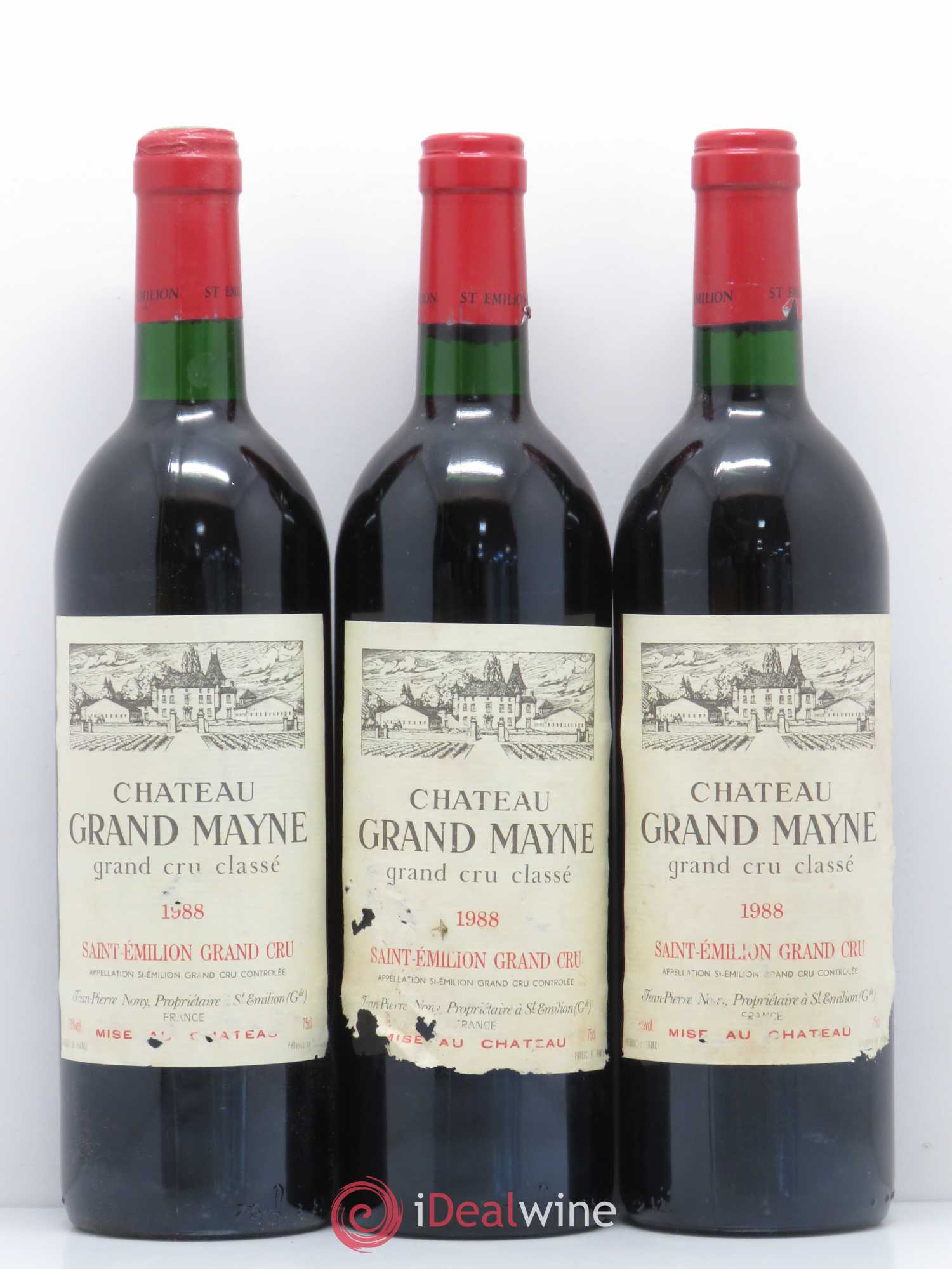 Château Grand Mayne Grand Cru Classé 1988 - Lot de 3 bouteilles - 0