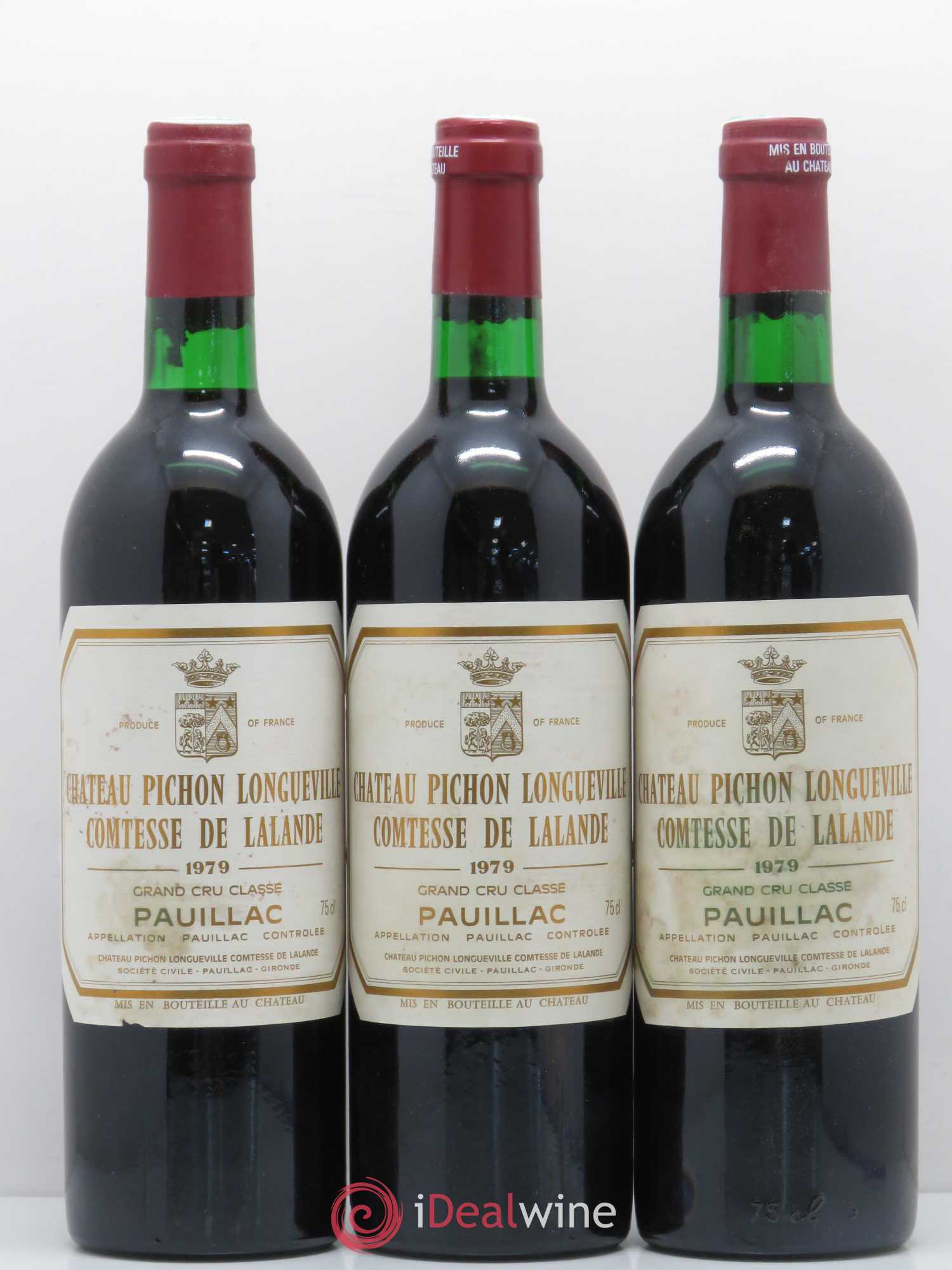 Château Pichon Longueville Comtesse de Lalande 2ème Grand Cru Classé 1979 - Lot de 3 bouteilles - 0