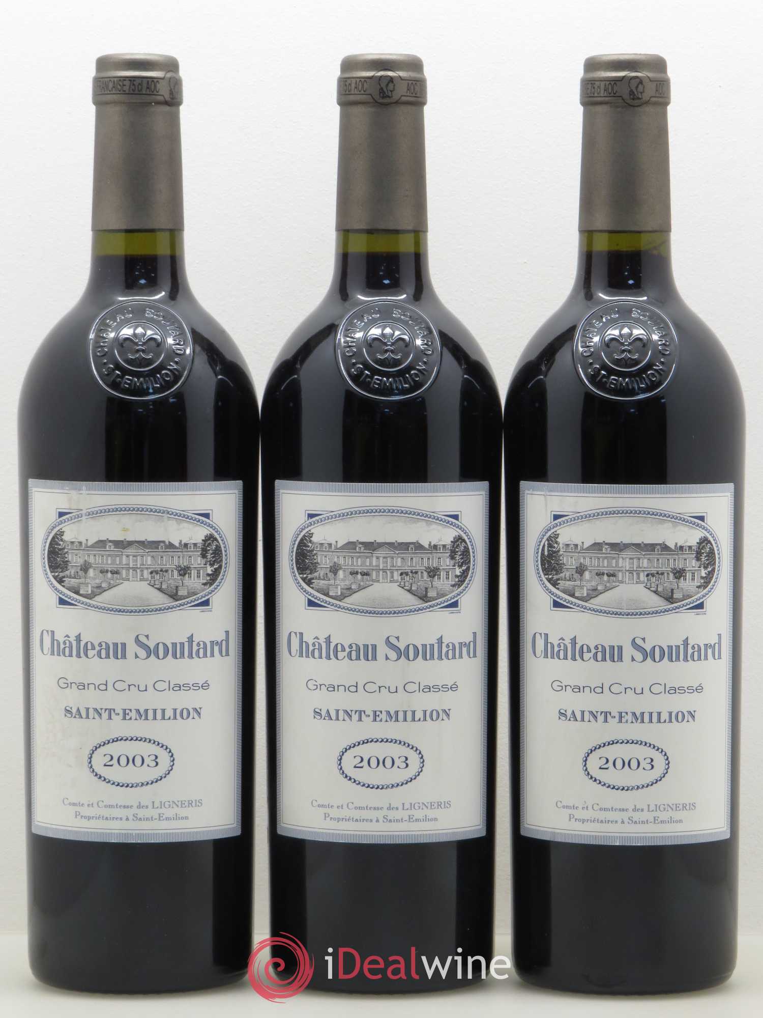 Château Soutard Grand Cru Classé 2003 - Lot de 3 bouteilles - 0