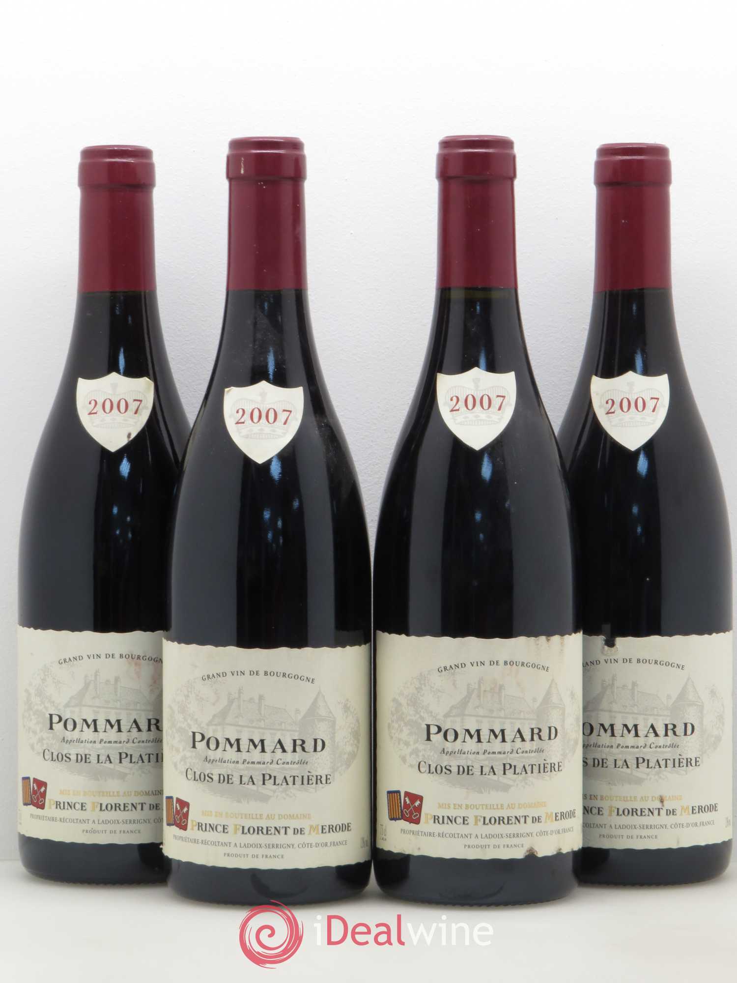Pommard Clos de La Platiere Prince Florent de Merode 2007 - Posten von 4 Flaschen - 0