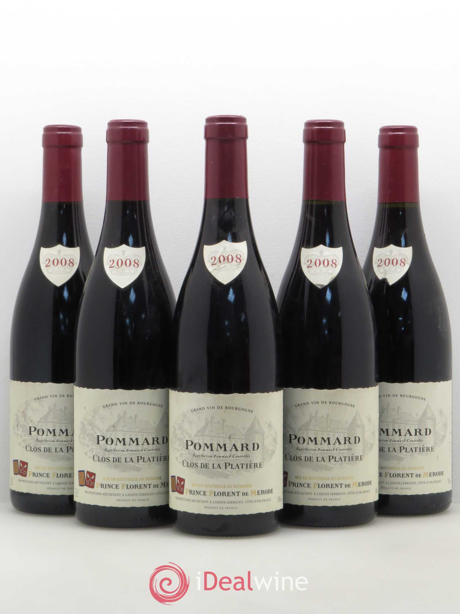 Pommard Clos de La Platiere Prince Florent de Merode 2008 - Posten von 5 Flaschen - 0