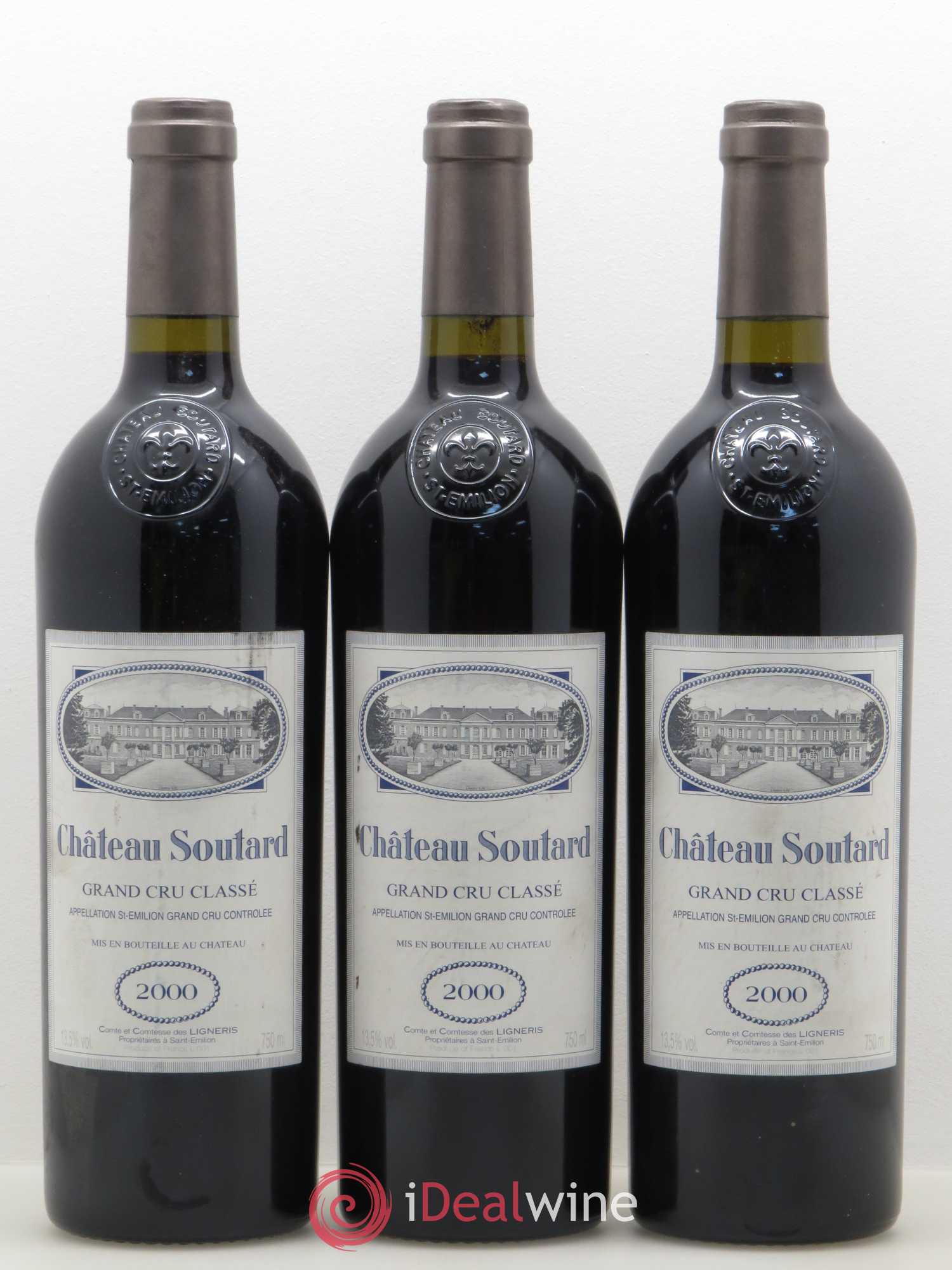 Château Soutard Grand Cru Classé 2000 - Lot de 3 bouteilles - 0