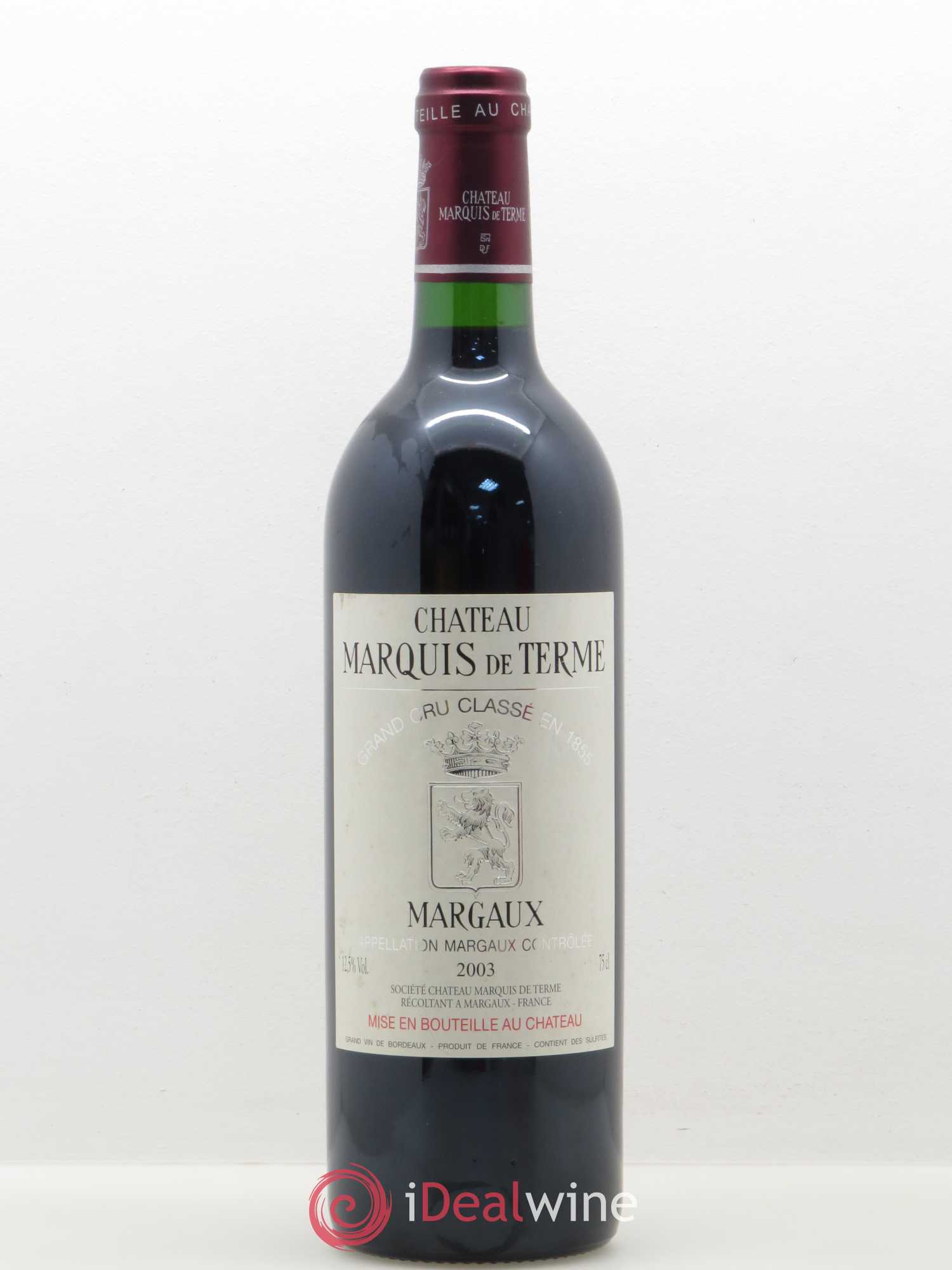 Château Marquis de Terme 4ème Grand Cru Classé 2003 - Lot de 1 bouteille - 0