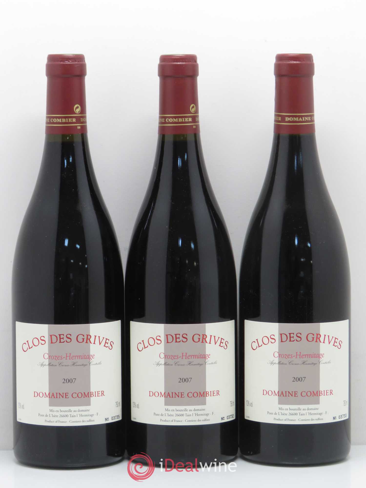 Crozes-Hermitage Clos des Grives Combier 2007 - Posten von 12 Flaschen - 2
