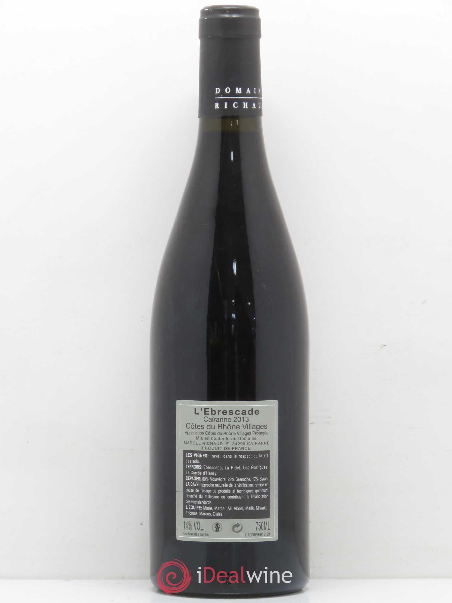Cairanne Ebrescade Marcel Richaud 2013 - Lot de 1 bouteille - 1