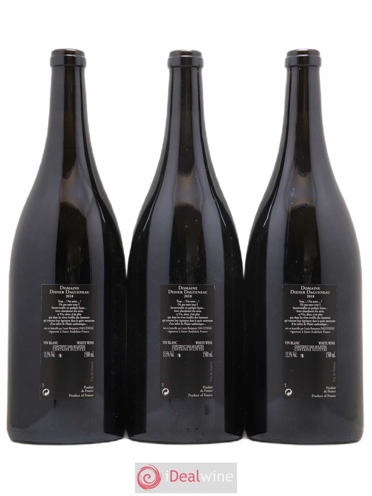 Vin de France (anciennement Pouilly-Fumé) Silex Dagueneau (Domaine Didier - Louis-Benjamin) 2018 - Lot de 3 magnums - 1