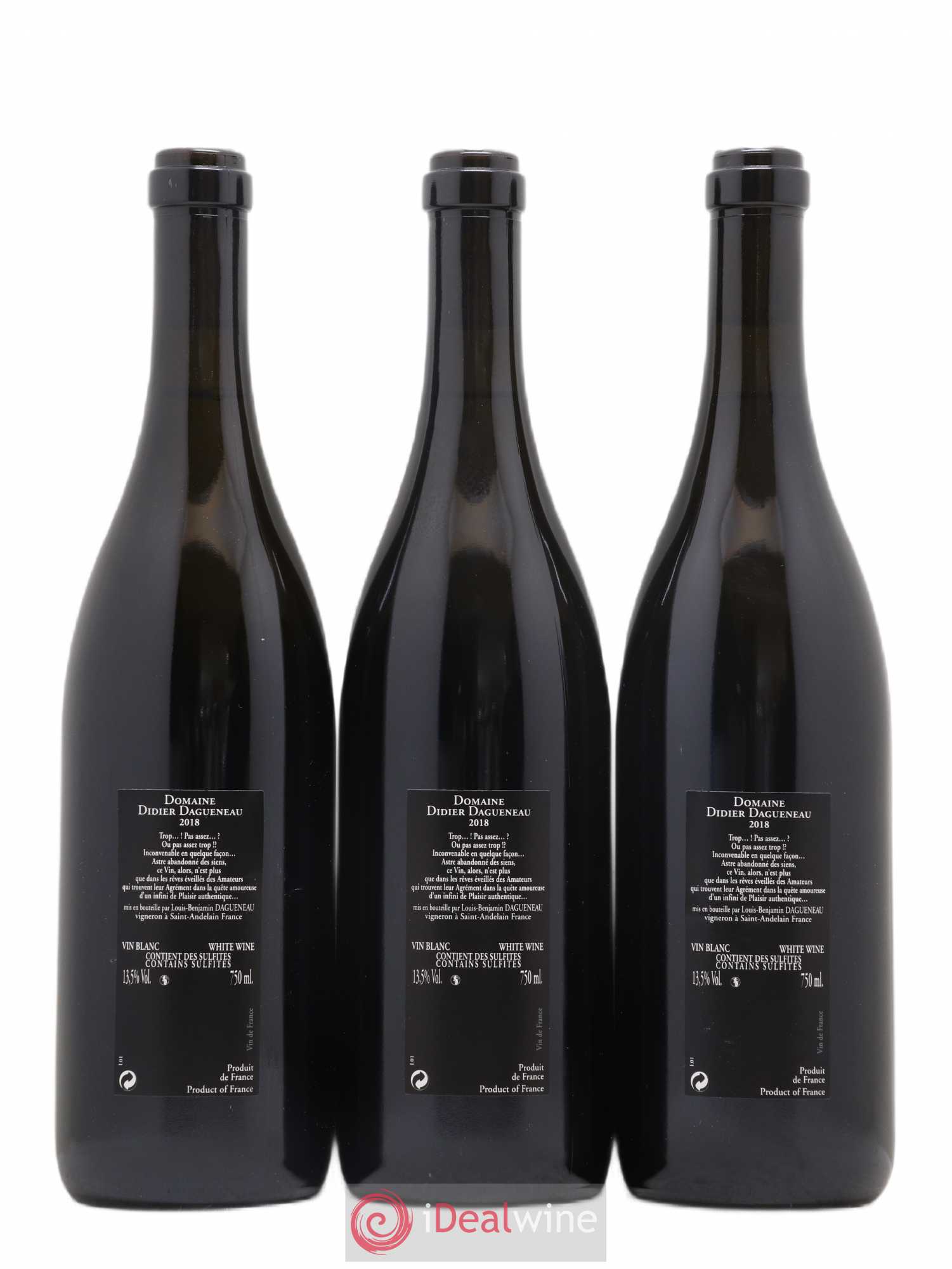 Vin de France (anciennement Pouilly-Fumé) Silex Dagueneau (Domaine Didier - Louis-Benjamin) 2018 - Lot de 3 bouteilles - 1