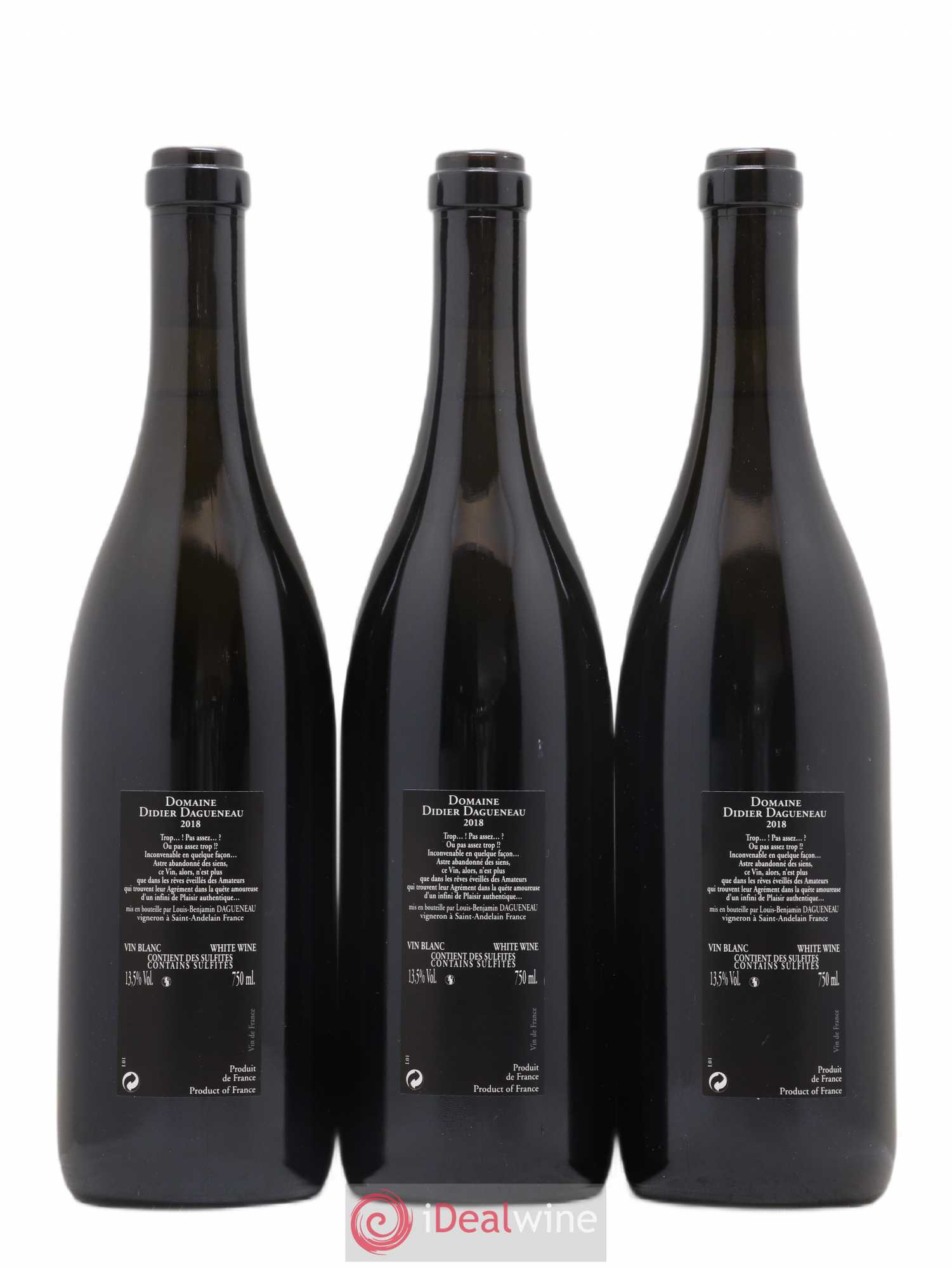 Vin de France (anciennement Pouilly-Fumé) Silex Dagueneau (Domaine Didier - Louis-Benjamin) 2018 - Lot de 3 bouteilles - 1