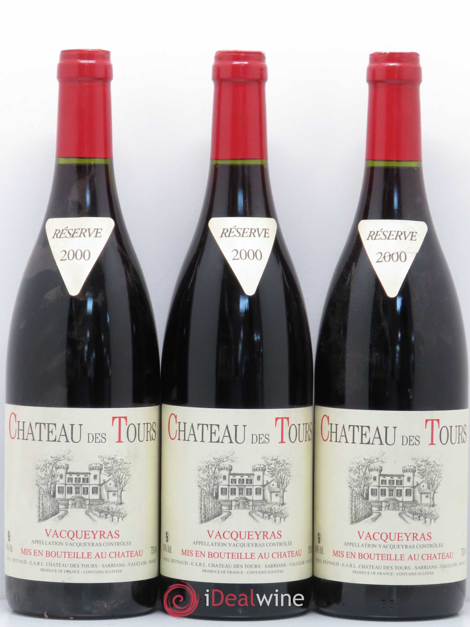 Vacqueyras Château des Tours Emmanuel Reynaud 2000 - Lot de 3 bouteilles - 0