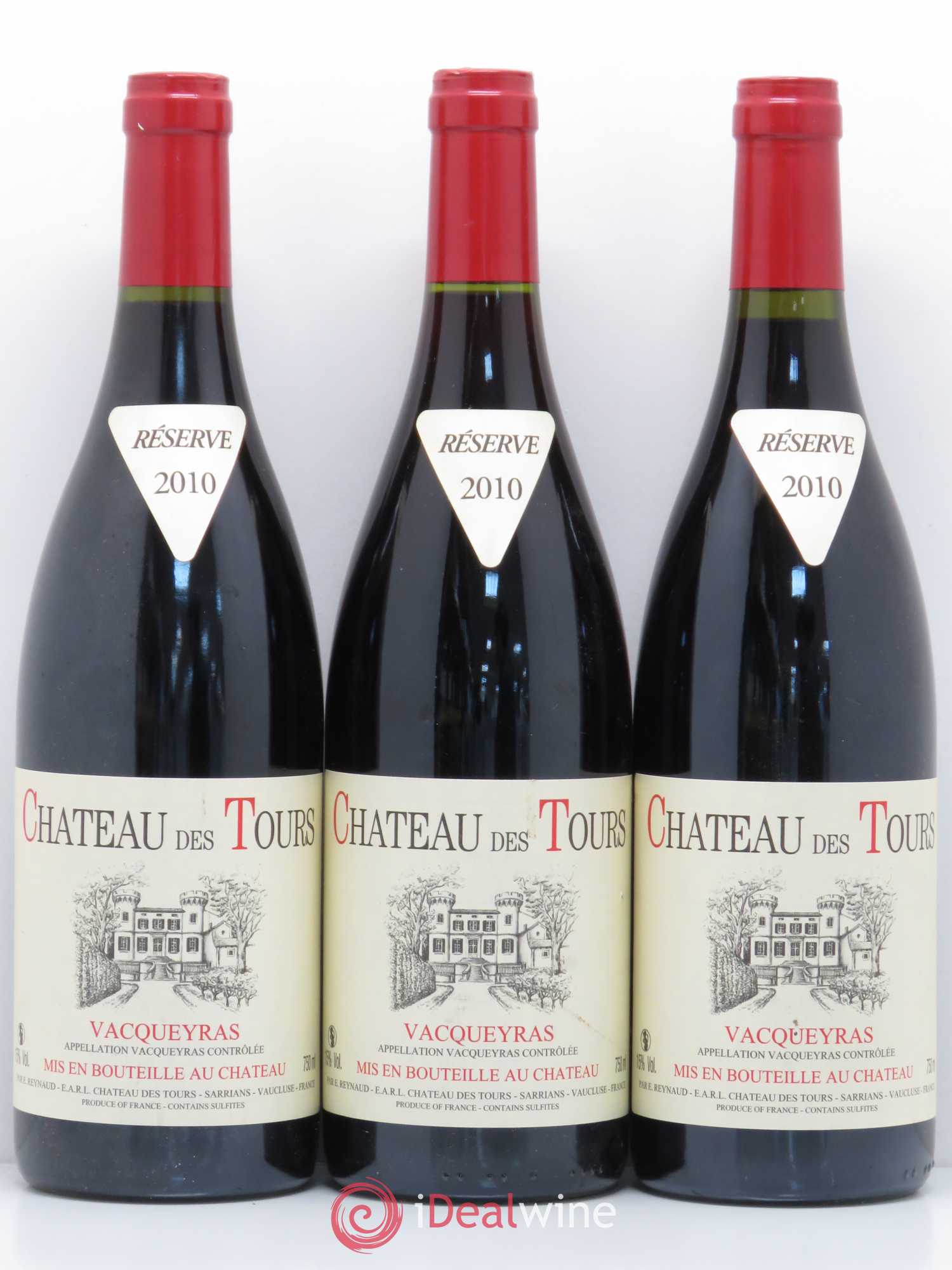 Vacqueyras Château des Tours Emmanuel Reynaud 2010 - Lot de 3 bouteilles - 0