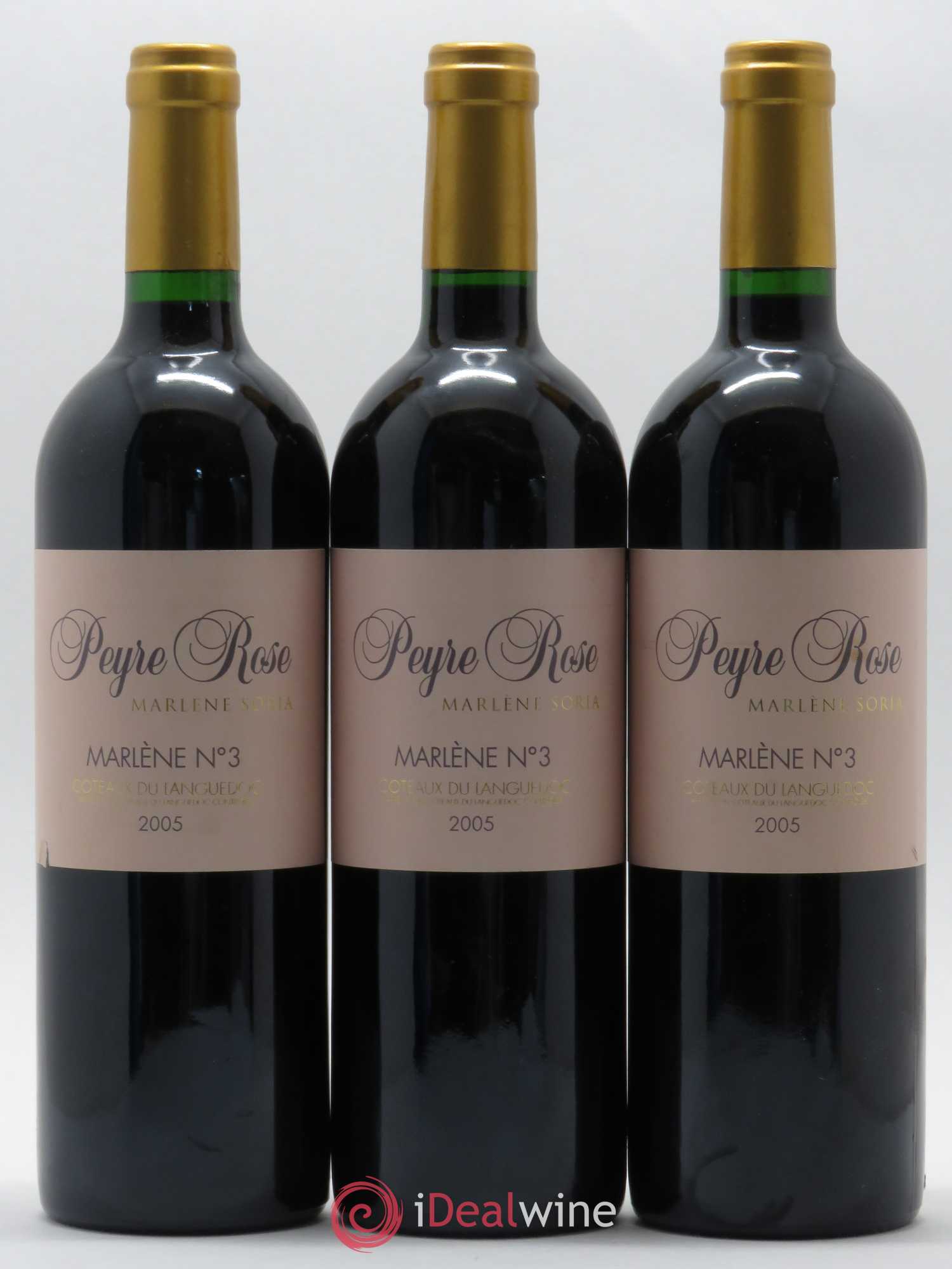Vin de France (anciennement Coteaux du Languedoc) Peyre Rose Marlène n°3 Marlène Soria 2005 - Lot de 3 bouteilles - 0