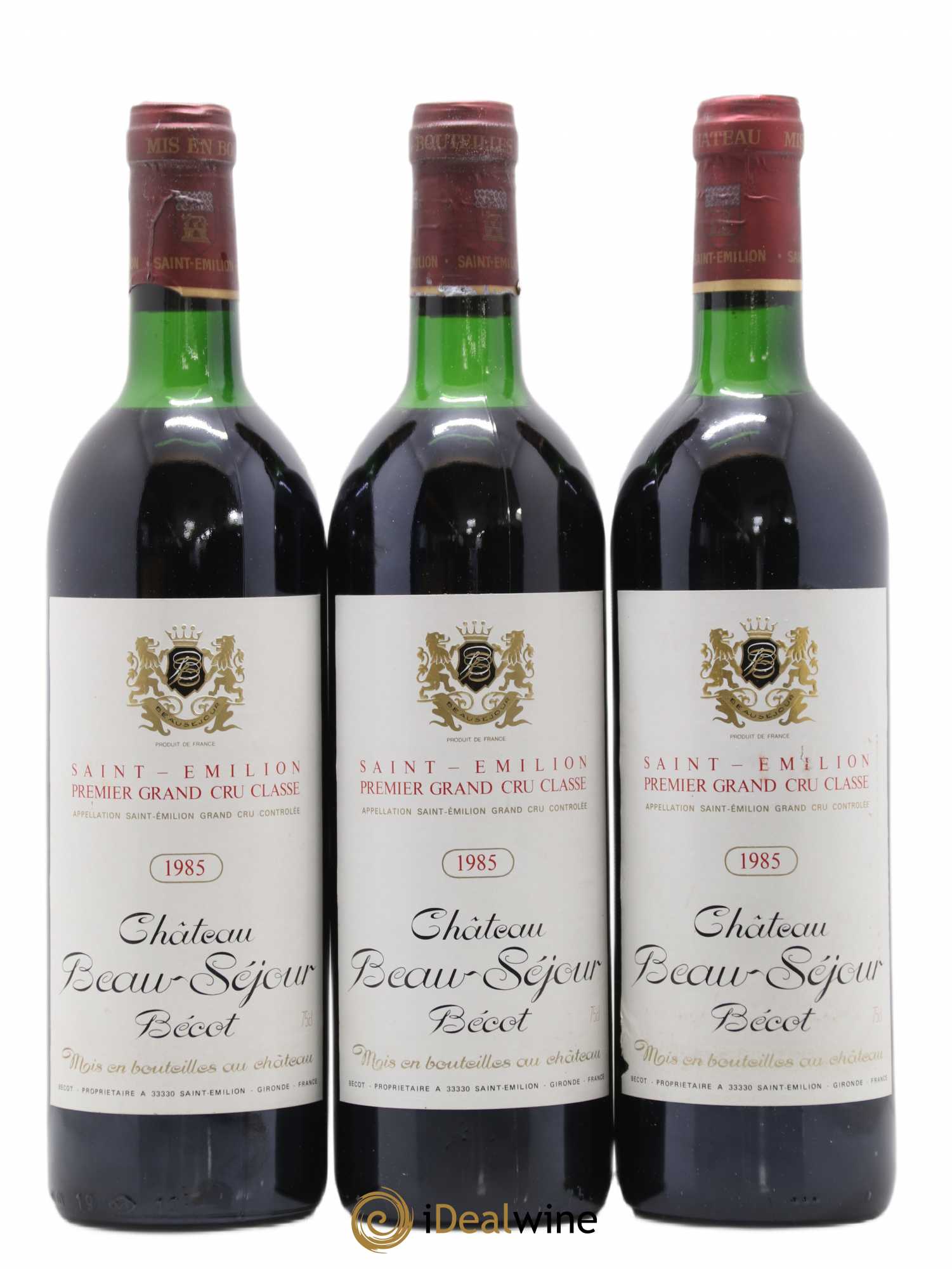 Château Beau-Séjour Bécot 1er Grand Cru Classé B 1985 - Lotto di 3 bottiglie - 0