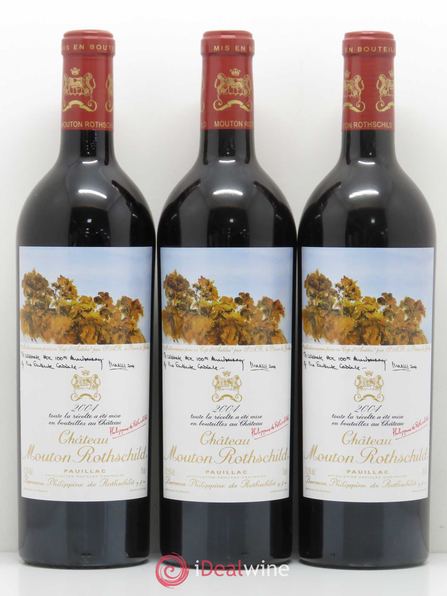 Château Mouton Rothschild 1er Grand Cru Classé 2004 - Lot de 3 bouteilles - 0