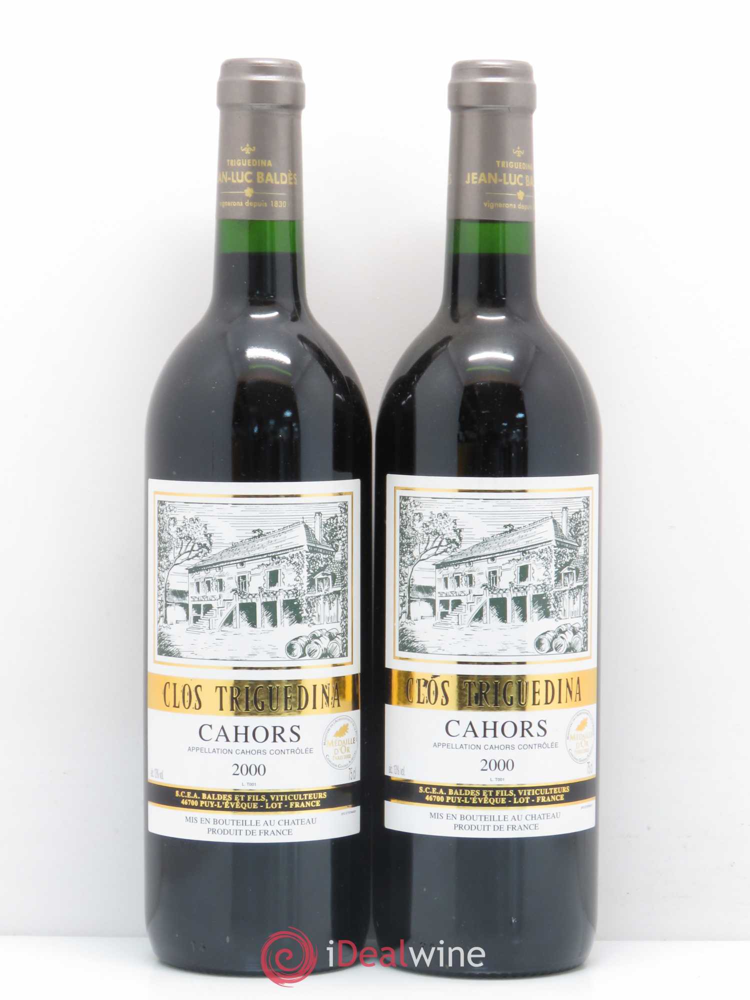 Cahors Clos Triguedina Jean-Luc Baldès 2000 - Lot de 2 bouteilles - 0