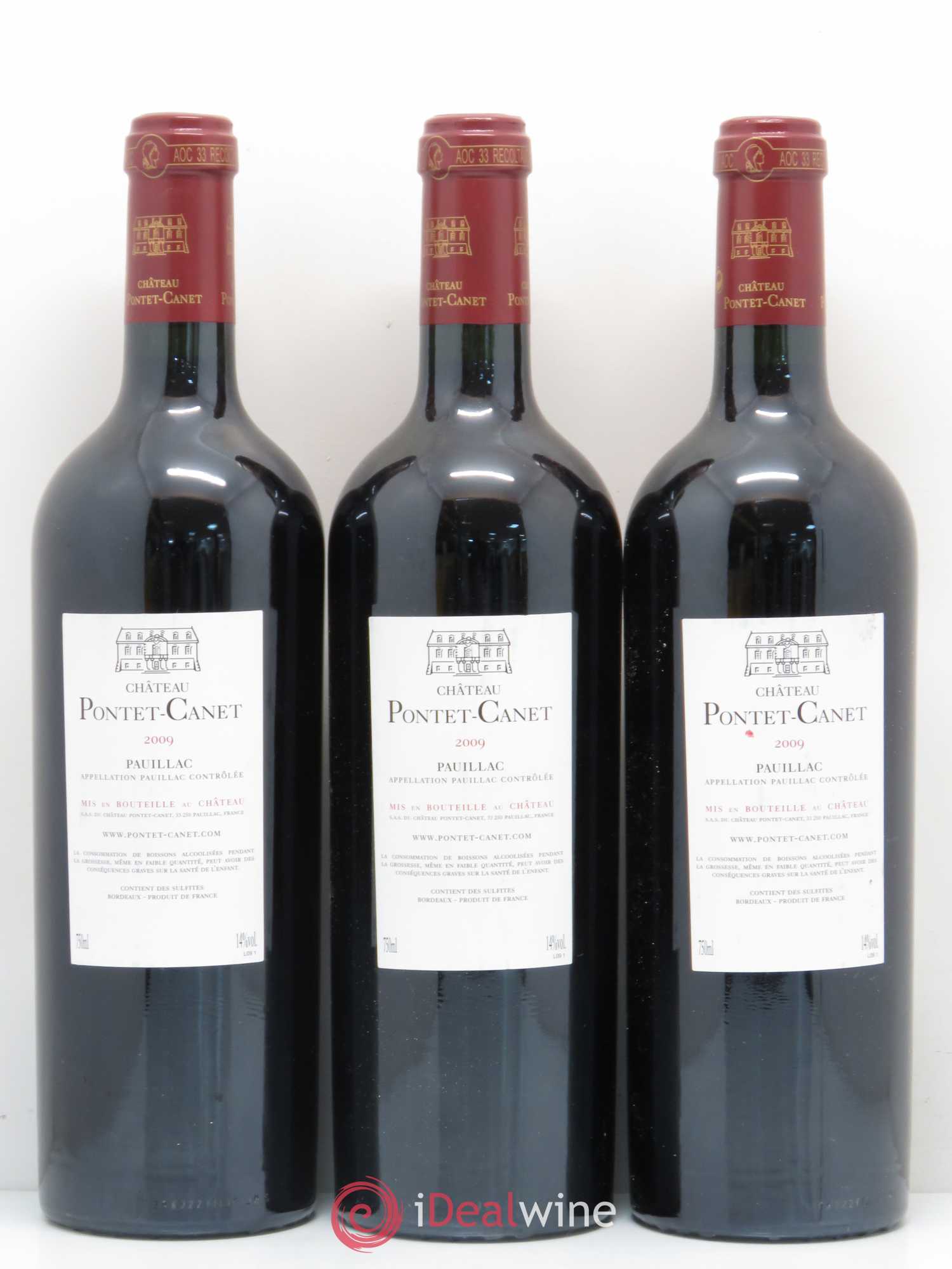 Château Pontet Canet 5ème Grand Cru Classé 2009 - Lot de 3 bouteilles - 1