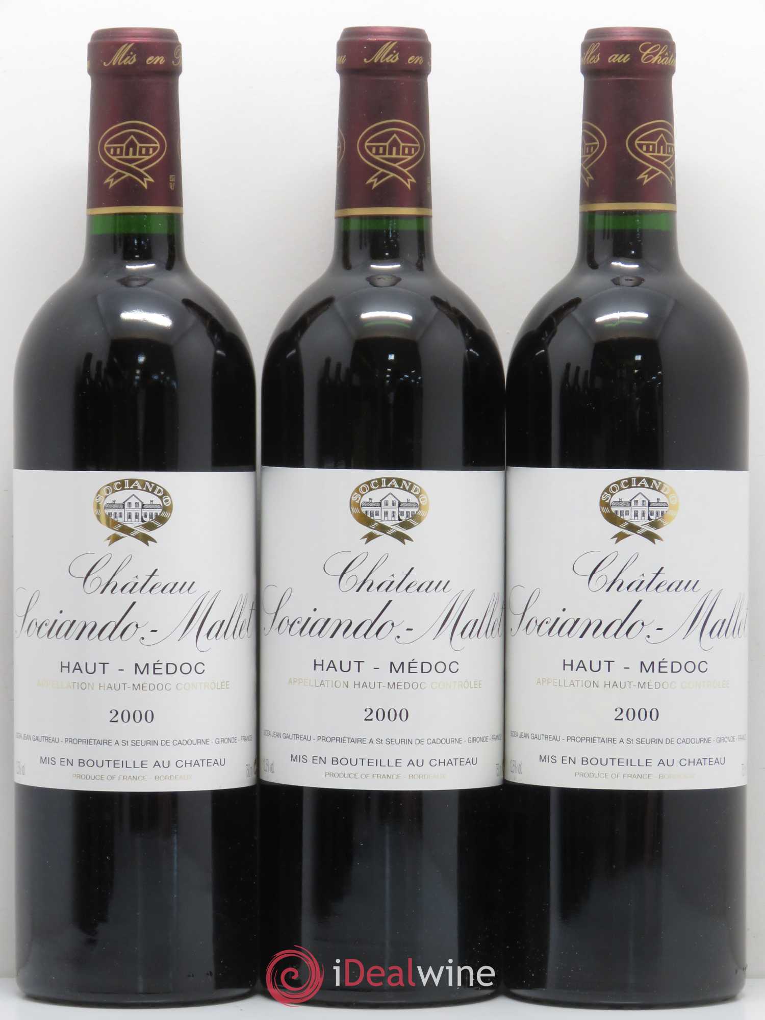 Château Sociando Mallet 2000 - Lot de 12 bouteilles - 1