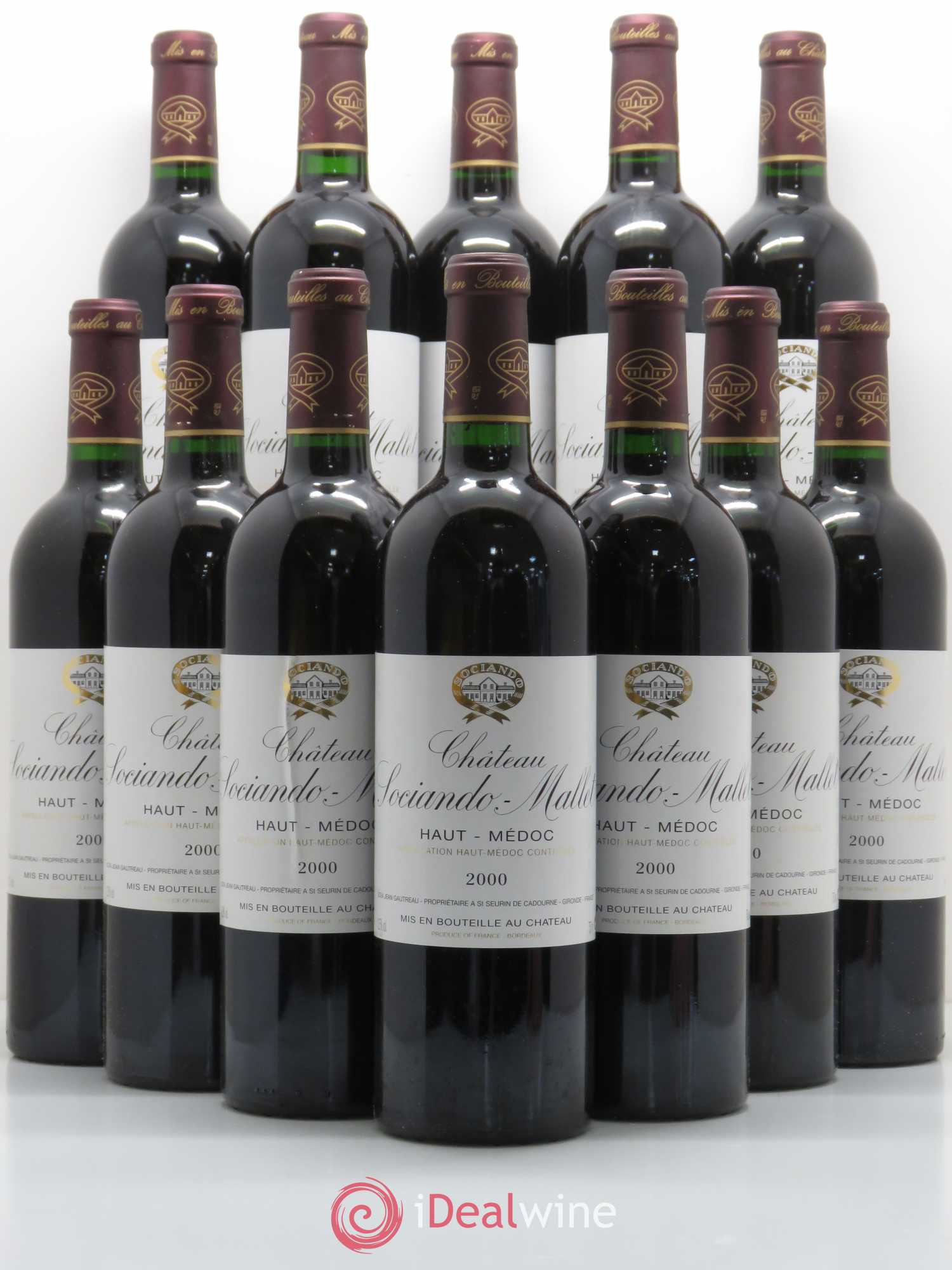 Château Sociando Mallet 2000 - Lot de 12 bouteilles - 0