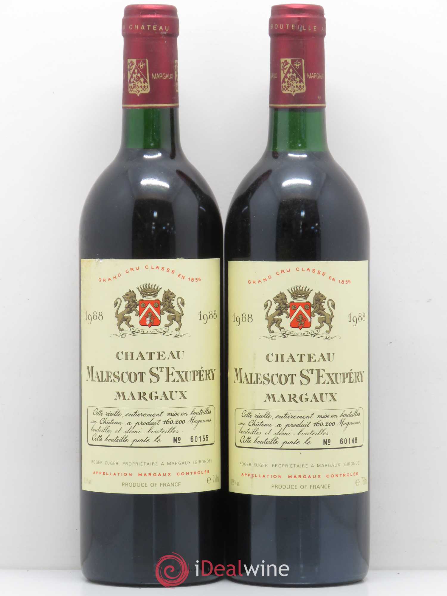 Château Malescot Saint-Exupéry 3ème Grand Cru Classé 1988 - Lot de 2 bouteilles - 0