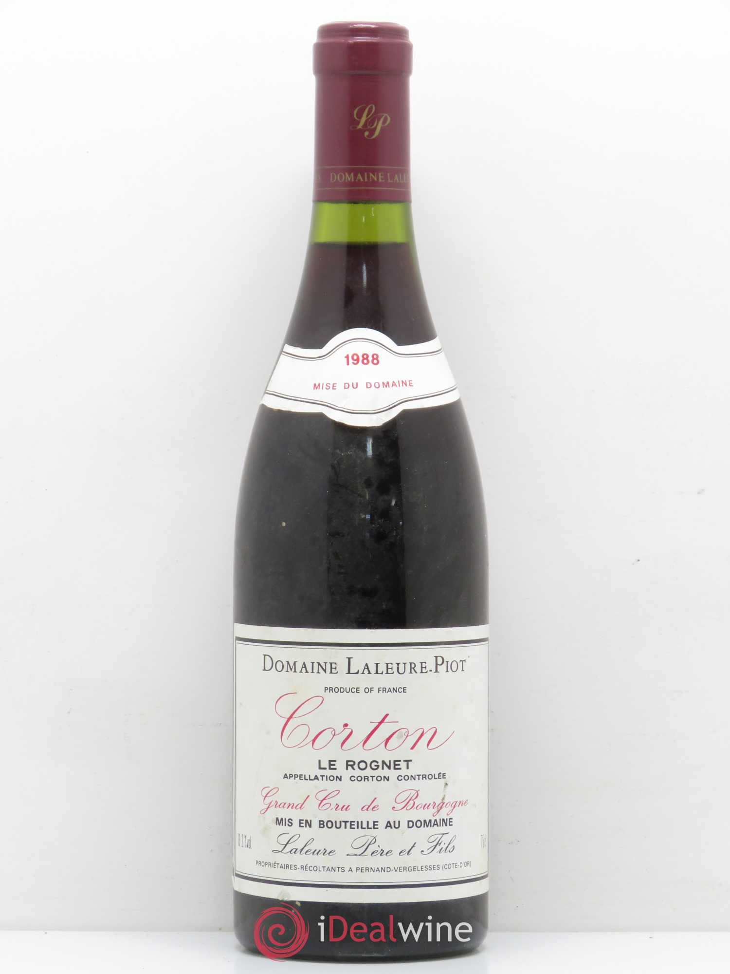 Corton Grand Cru Le Rognet Domaine Laleure Piot 1988 - Lot de 1 bouteille - 0