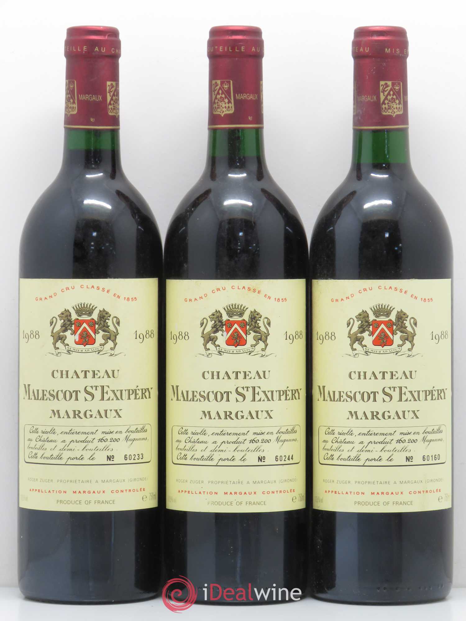 Château Malescot Saint-Exupéry 3ème Grand Cru Classé 1988 - Lot de 12 bouteilles - 1