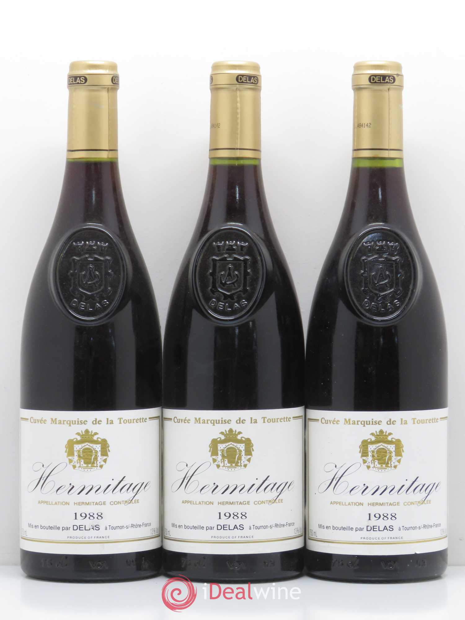 Hermitage Marquise de la Tourette Delas Frères 1988 - Lot de 3 bouteilles - 0