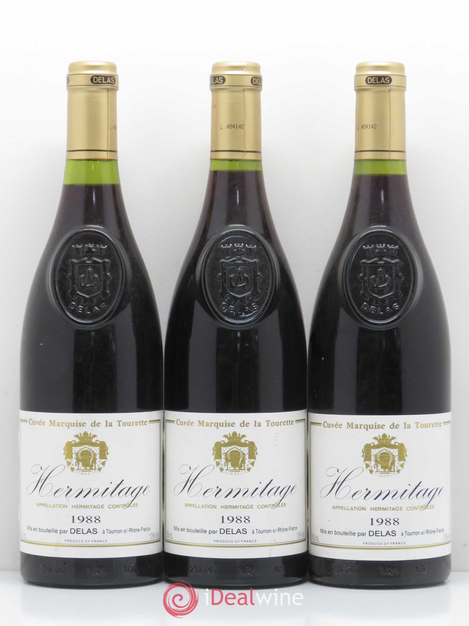 Hermitage Marquise de la Tourette Delas Frères 1988 - Lot de 3 bouteilles - 0