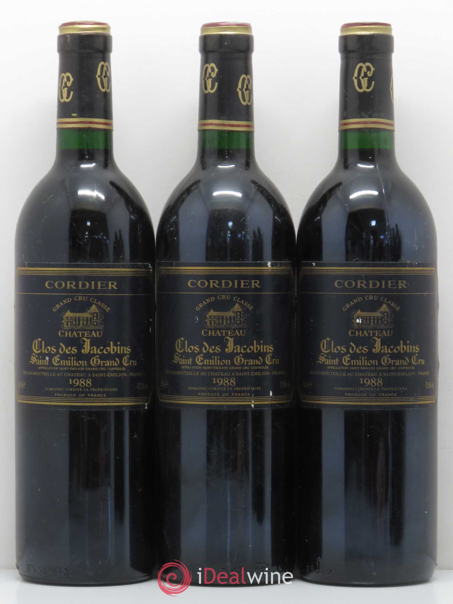 Château Clos des Jacobins Grand Cru Classé Cordier 1988 - Lot de 5 bouteilles - 1