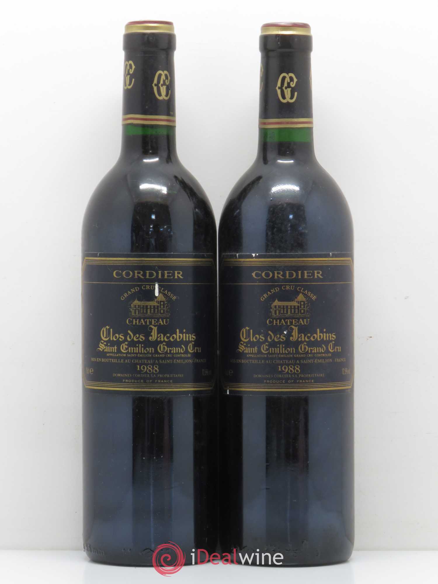 Château Clos des Jacobins Grand Cru Classé Cordier 1988 - Lot de 5 bouteilles - 2