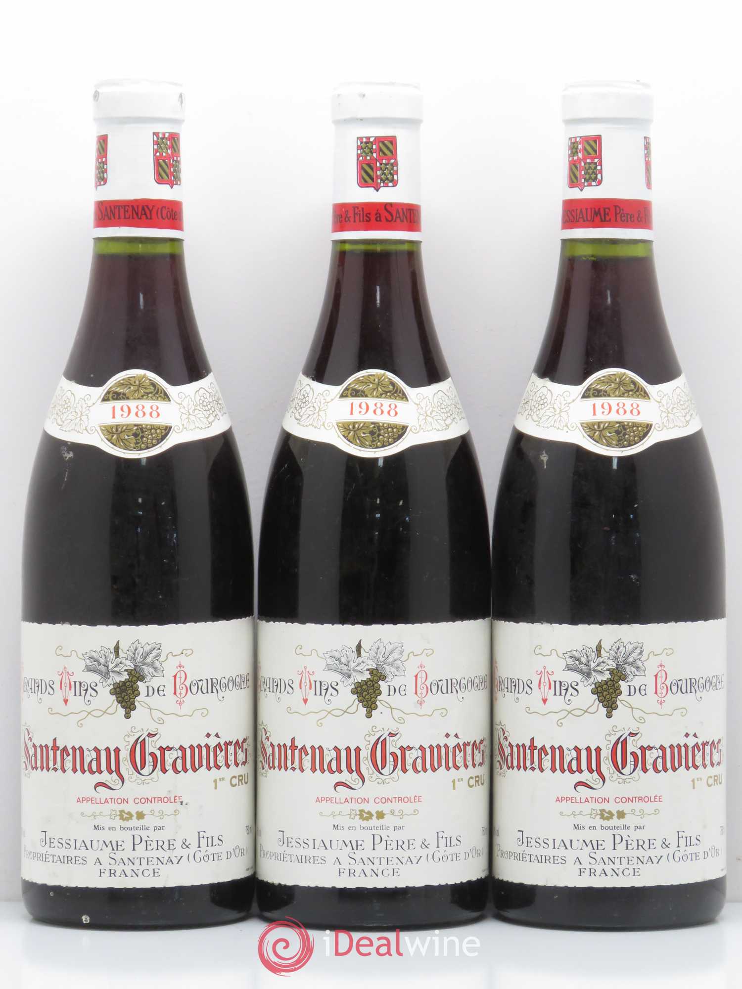 Santenay 1er Cru Gravières Jessiaume Père et Fils 1988 - Posten von 3 Flaschen - 0