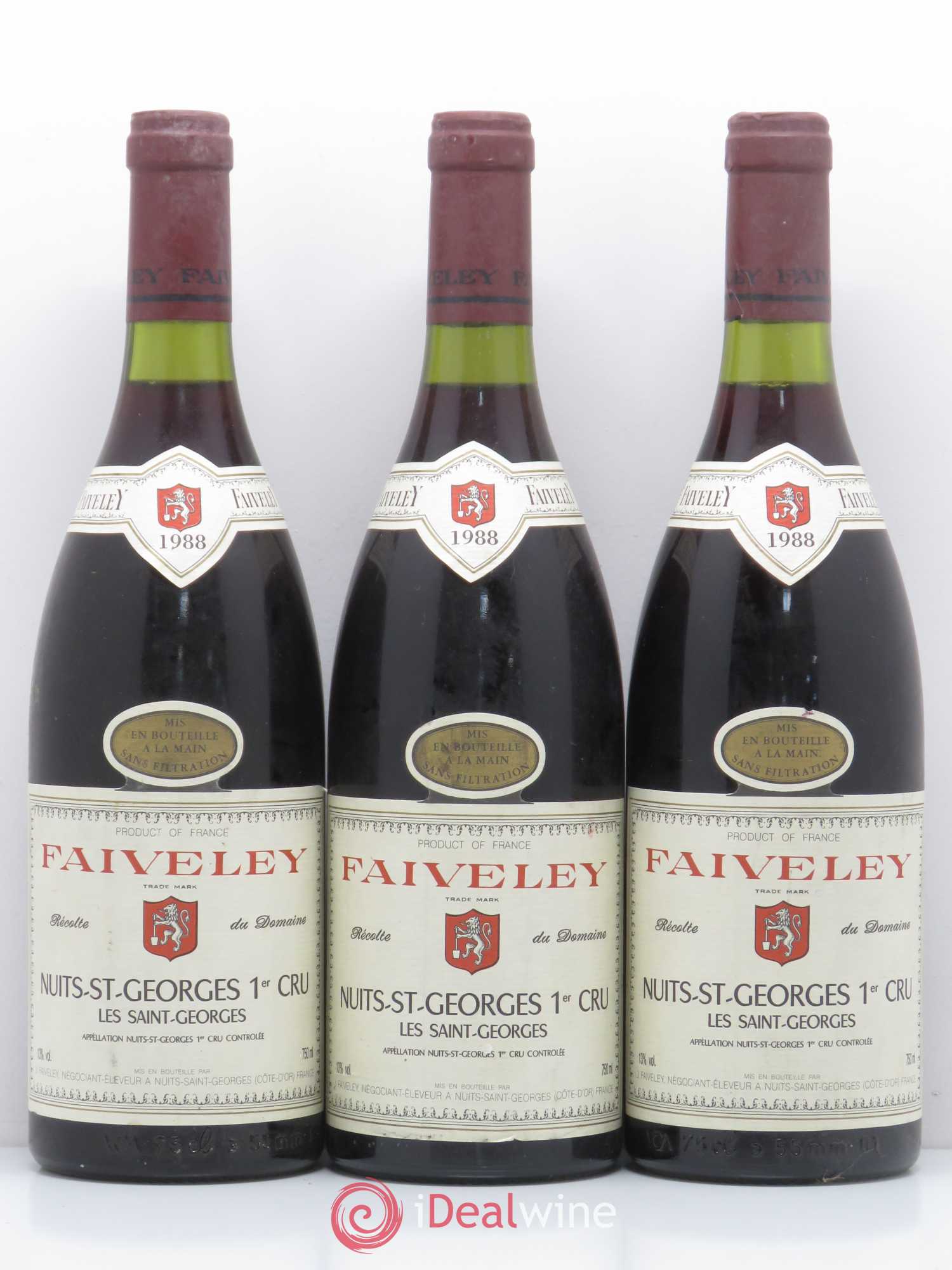 Nuits-Saint-Georges 1er Cru Les Saint-Georges Faiveley 1988 - Lot de 3 bouteilles - 0