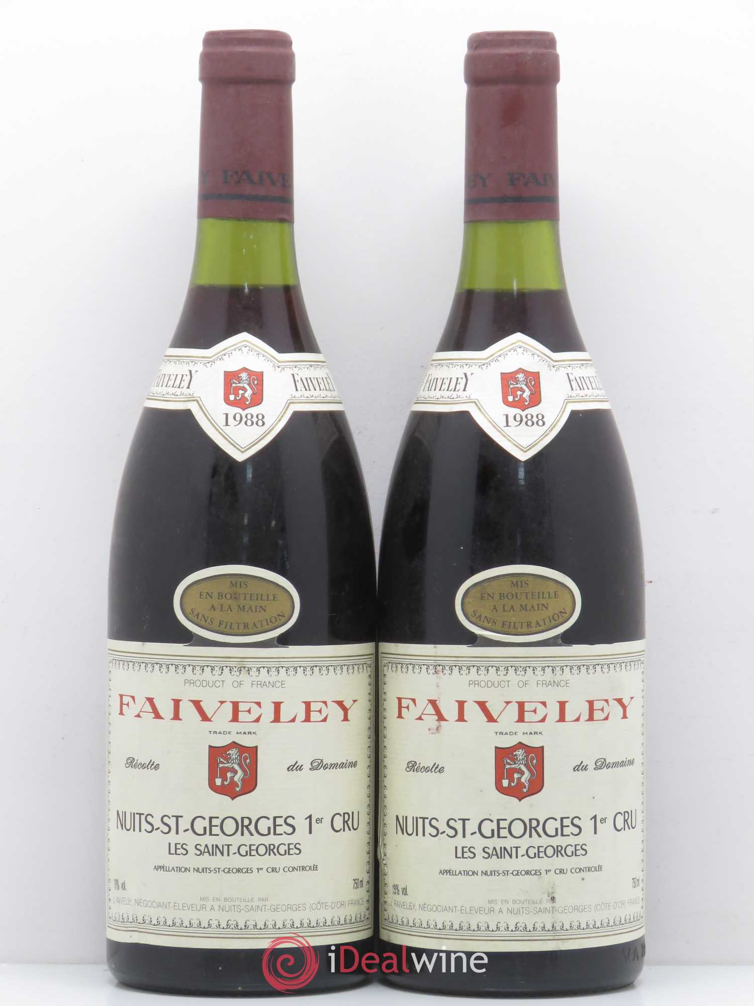 Nuits-Saint-Georges 1er Cru Les Saint-Georges Faiveley 1988 - Lot de 2 bouteilles - 0