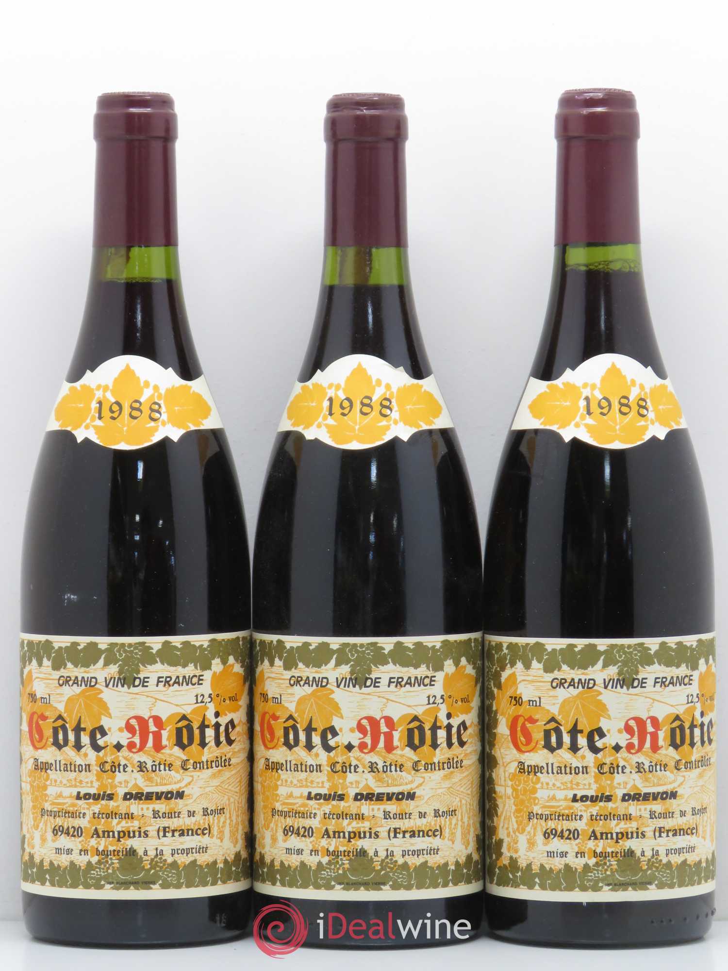 Côte-Rôtie Louis Drevon 1988 - Lot de 3 bouteilles - 0