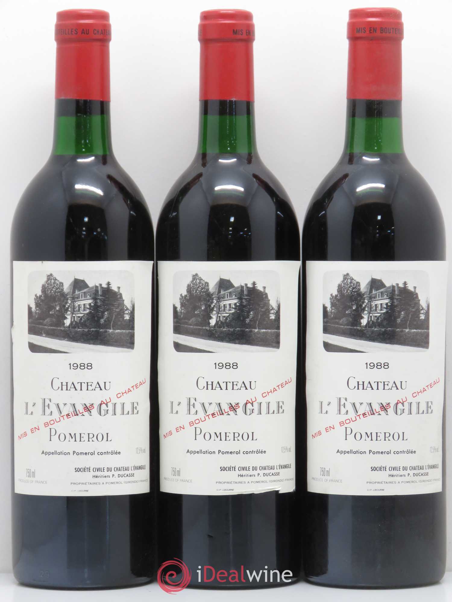Château l' Évangile 1988 - Lot de 3 bouteilles - 0