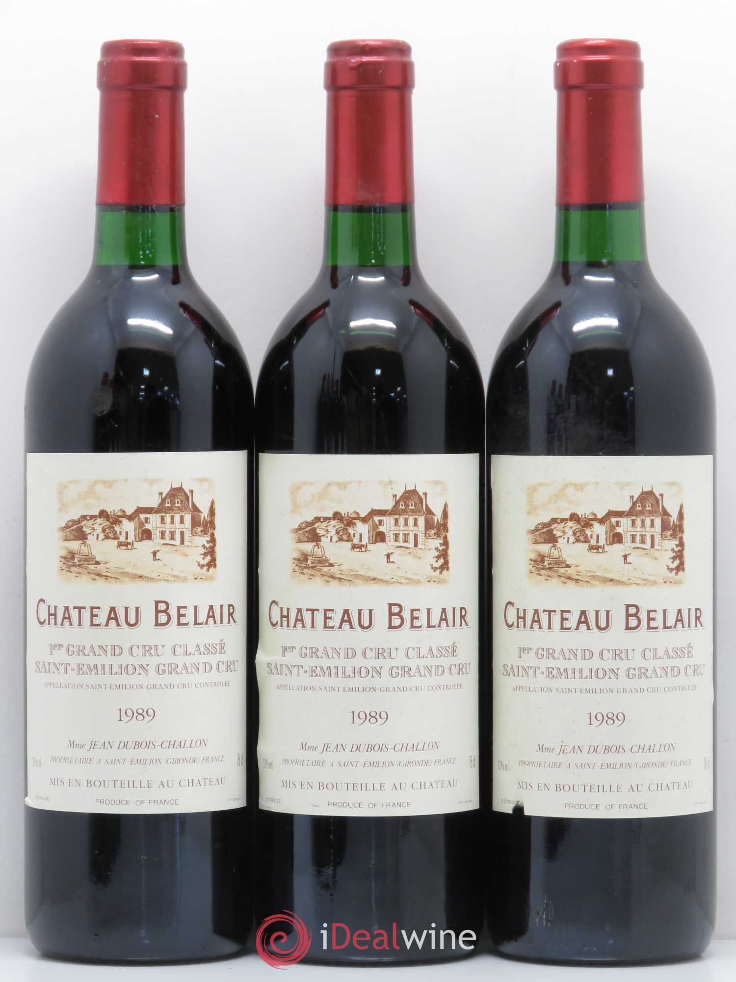 Château Belair (Belair-Monange) 1er Grand Cru Classé B 1989 - Lot de 6 bouteilles - 1