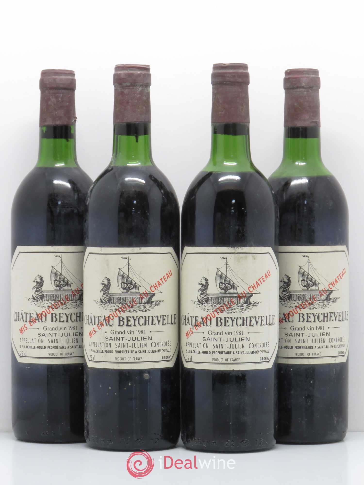 Château Beychevelle 4ème Grand Cru Classé 1981 - Lot de 4 bouteilles - 0