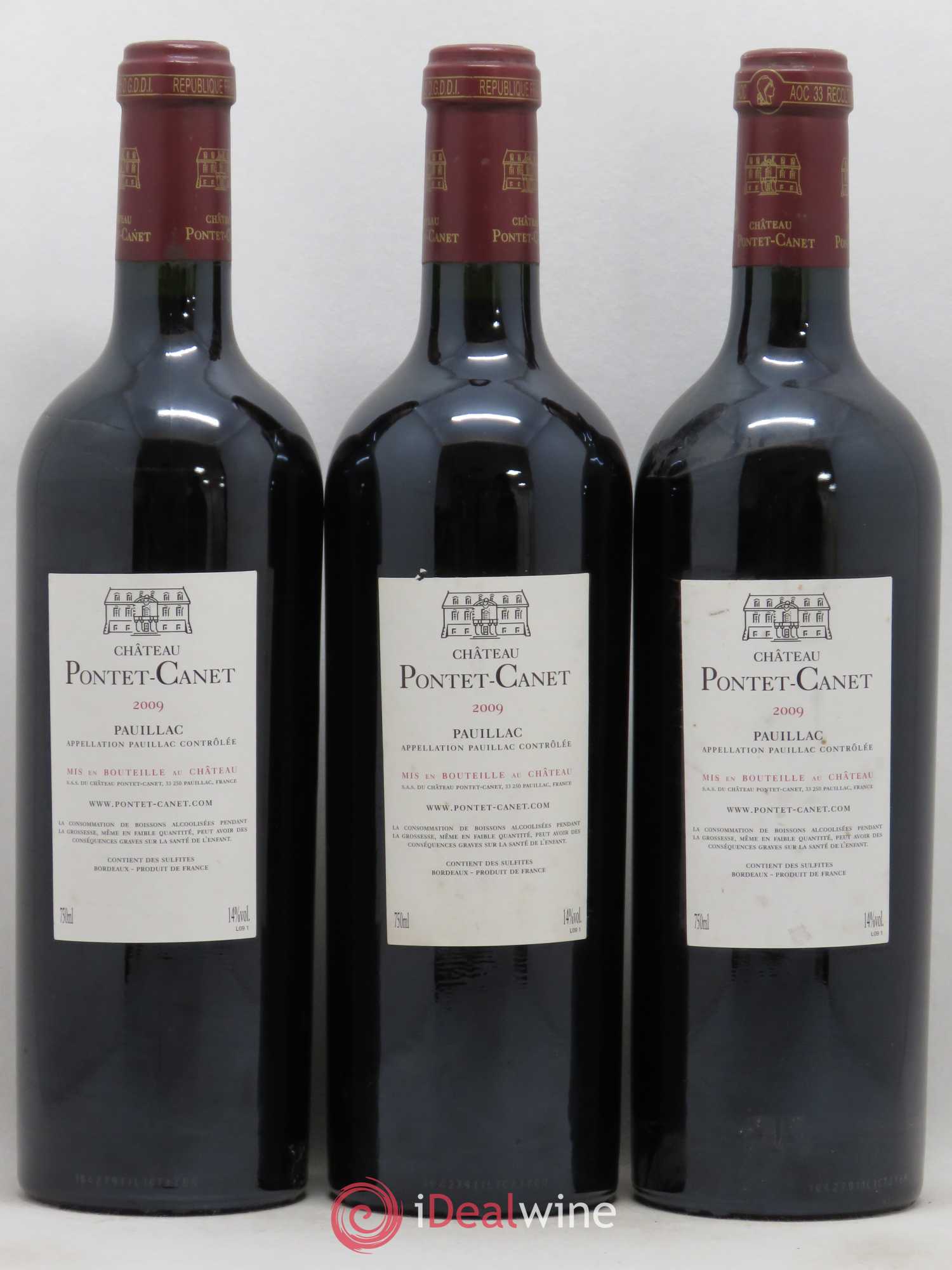 Château Pontet Canet 5ème Grand Cru Classé 2009 - Lotto di 3 bottiglie - 1