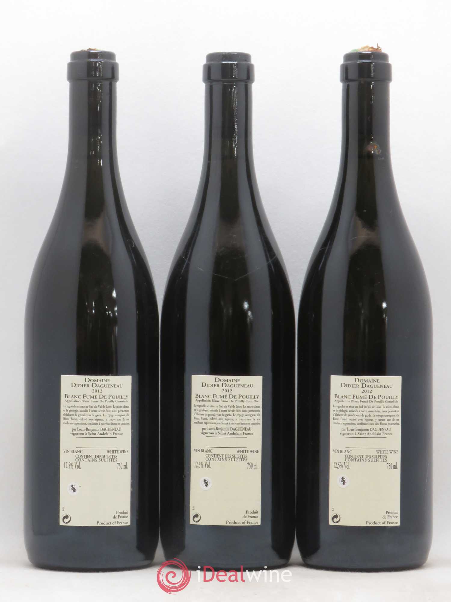 Pouilly-Fumé Blanc Fumé de Pouilly Dagueneau (Domaine Didier - Louis-Benjamin) 2012 - Lot de 3 bouteilles - 1