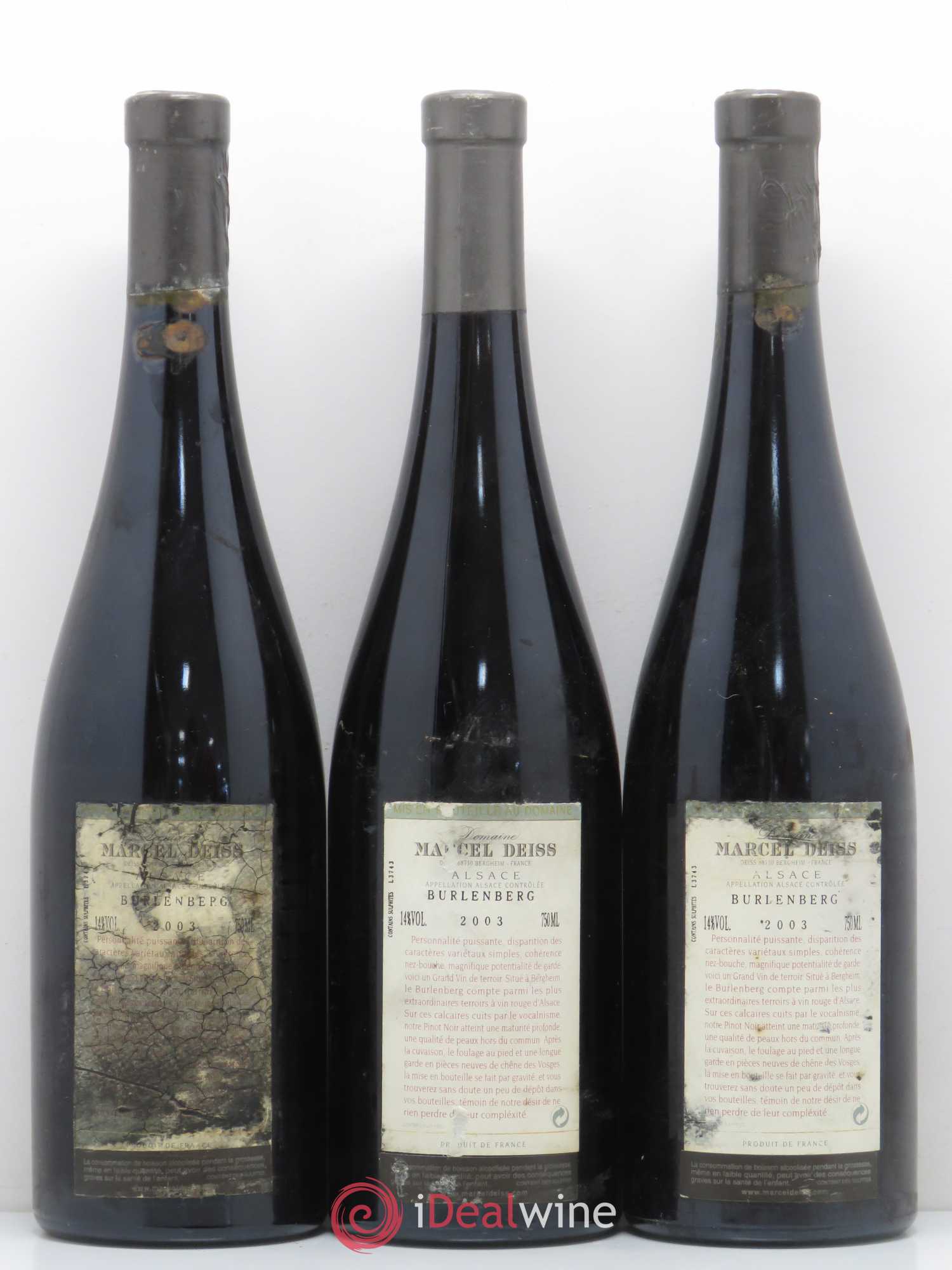 Alsace Marcel Deiss (Domaine) Burlenberg 2003 - Lot de 3 bouteilles - 1