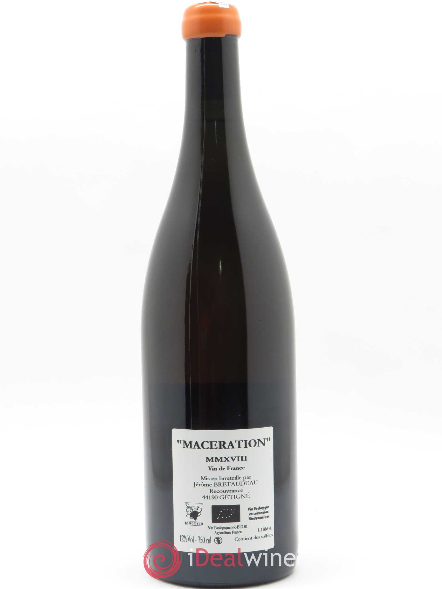 Vin de France Macération Jérôme Bretaudeau - Domaine de Bellevue 2018 - Lot de 1 bouteille - 1
