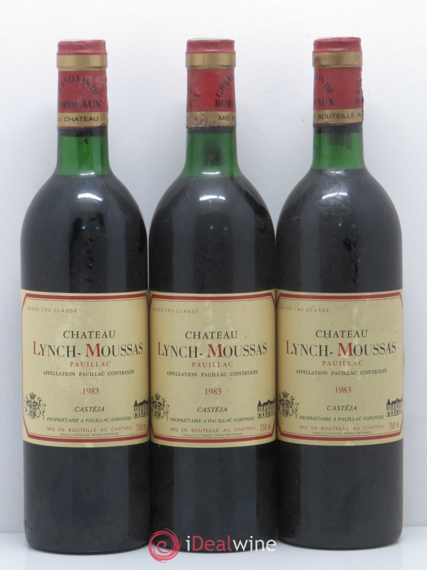 Château Lynch Moussas 5ème Grand Cru Classé 1983 - Lot de 3 bouteilles - 0