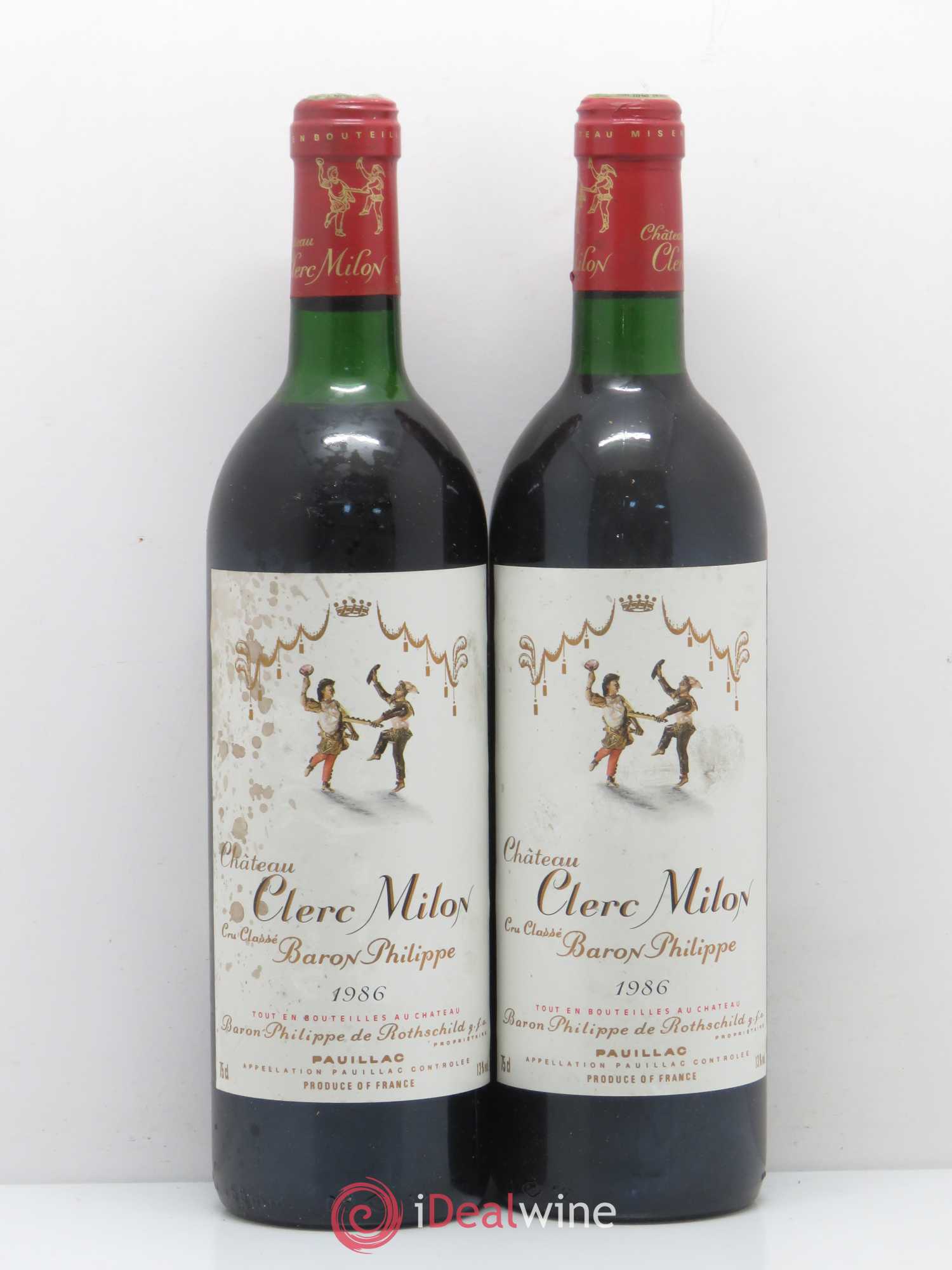 Château Clerc Milon 5ème Grand Cru Classé 1986 - Lot de 2 bouteilles - 0