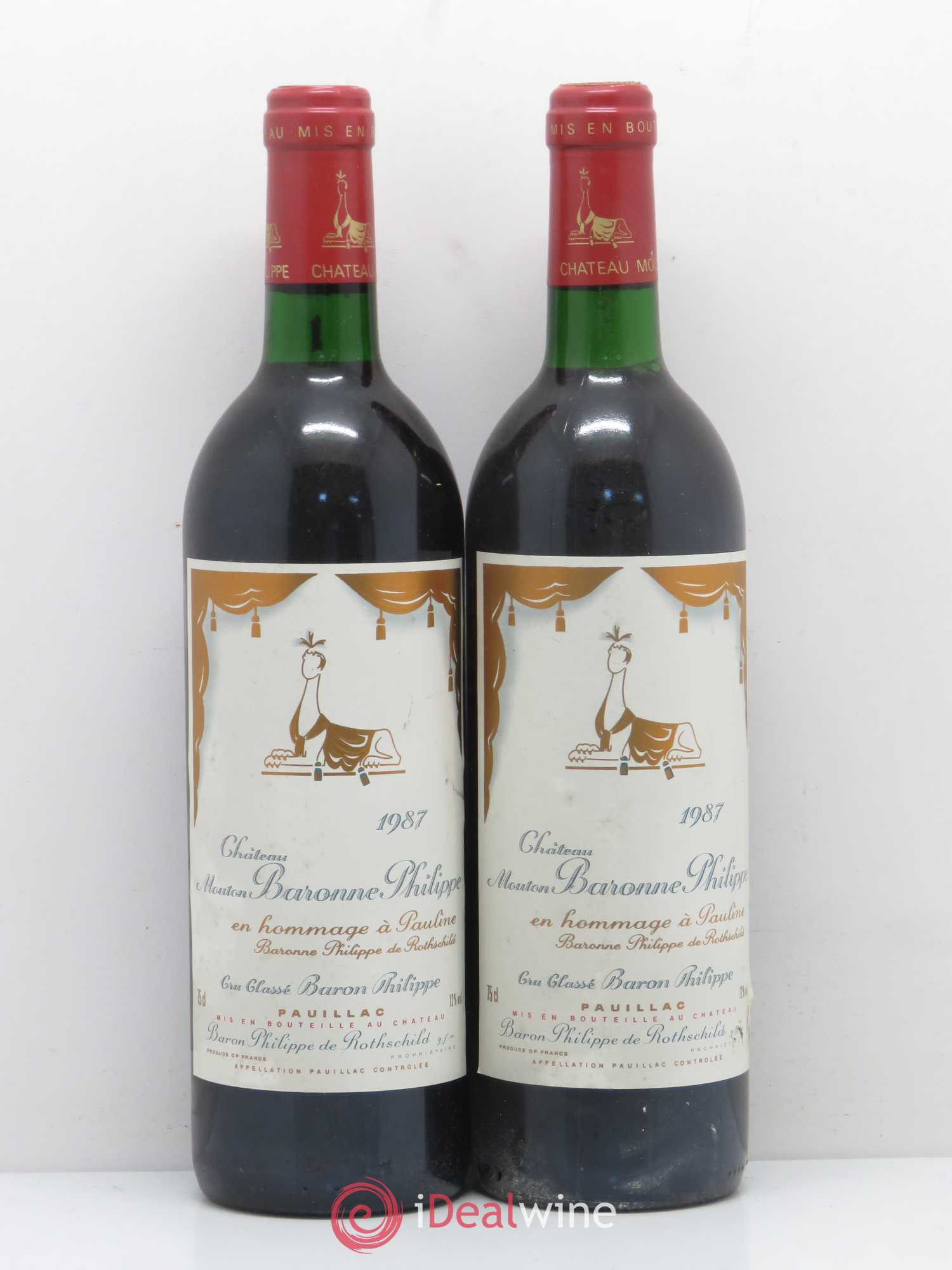 Château d' Armailhac - Mouton Baron(ne) Philippe 5ème Grand Cru Classé 1987 - Lotto di 2 bottiglie - 0