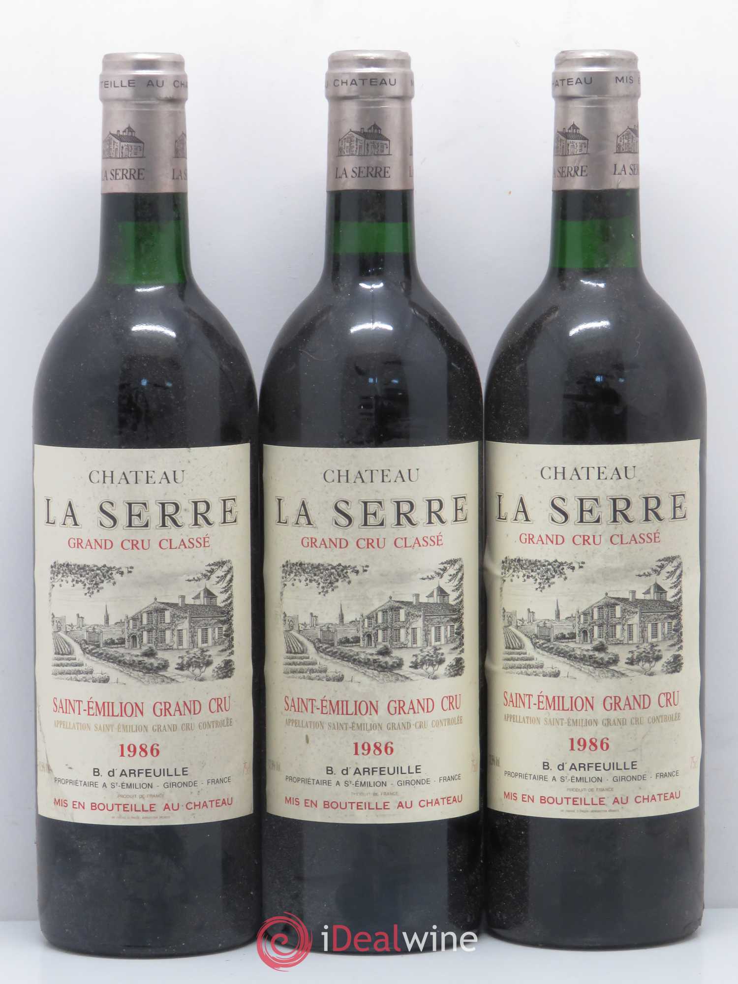 Château la Serre Grand Cru Classé 1986 - Lot de 3 bouteilles - 0