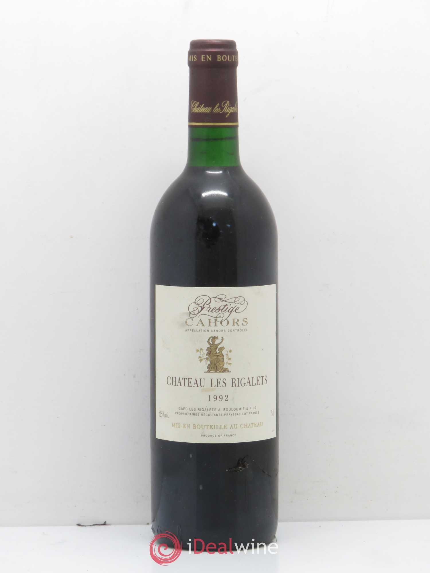 Cahors Château Les Rigalets Prestige 1992 - Lot de 1 bouteille - 0