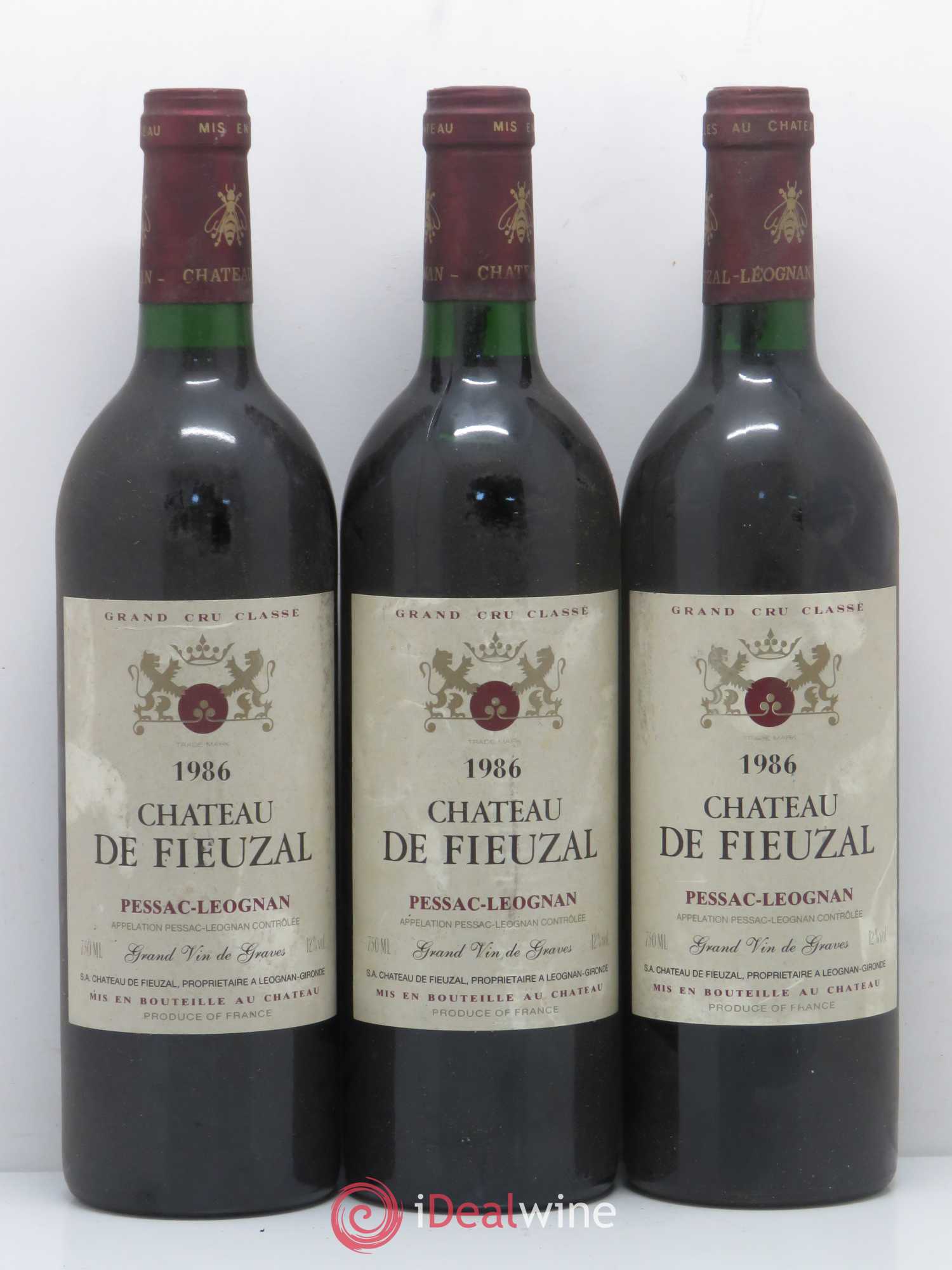 Château de Fieuzal Cru Classé de Graves 1986 - Lot de 3 bouteilles - 0