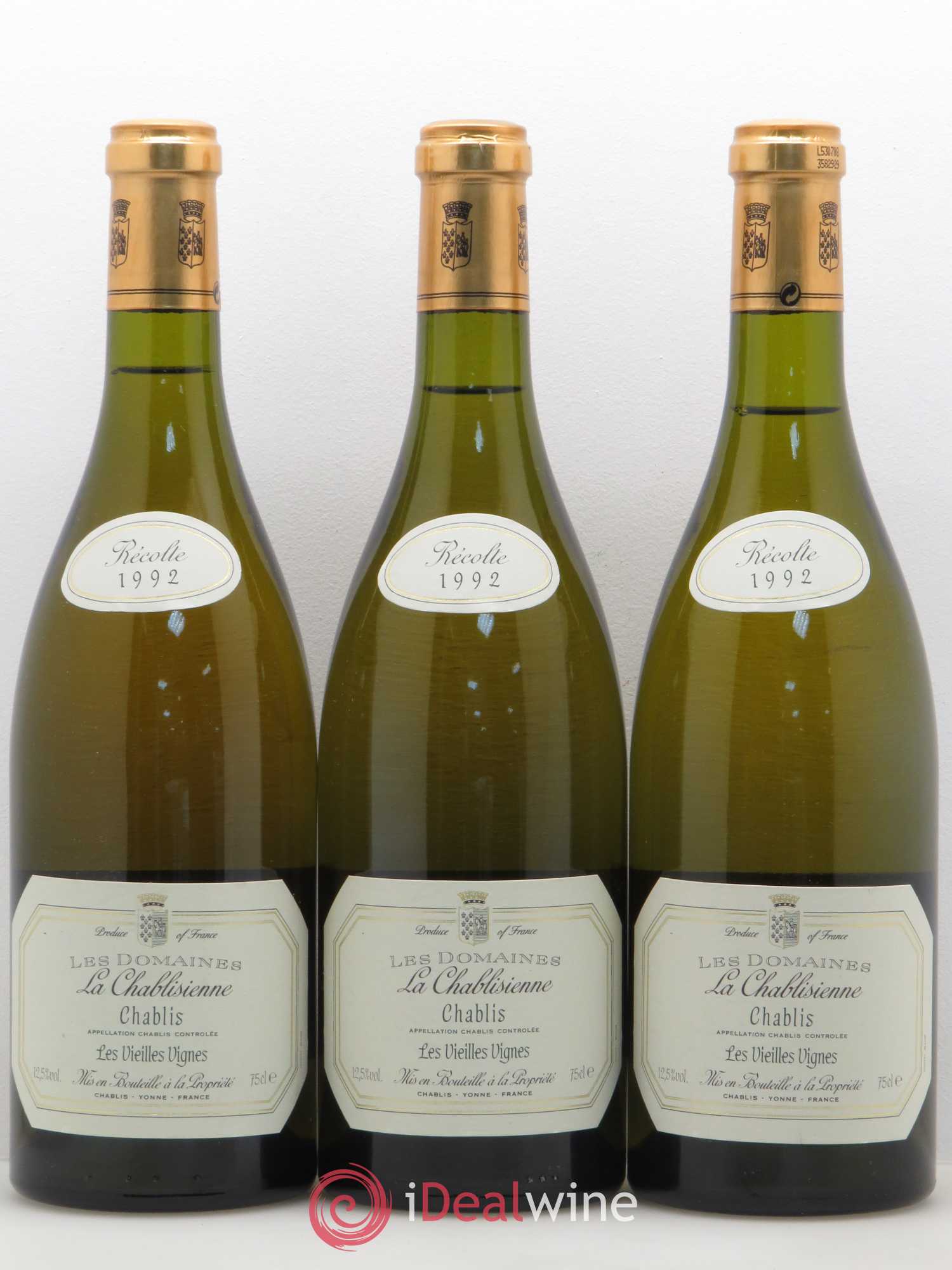 Chablis Vieilles Vignes La Chablisienne 1992 - Lot de 3 bouteilles - 0