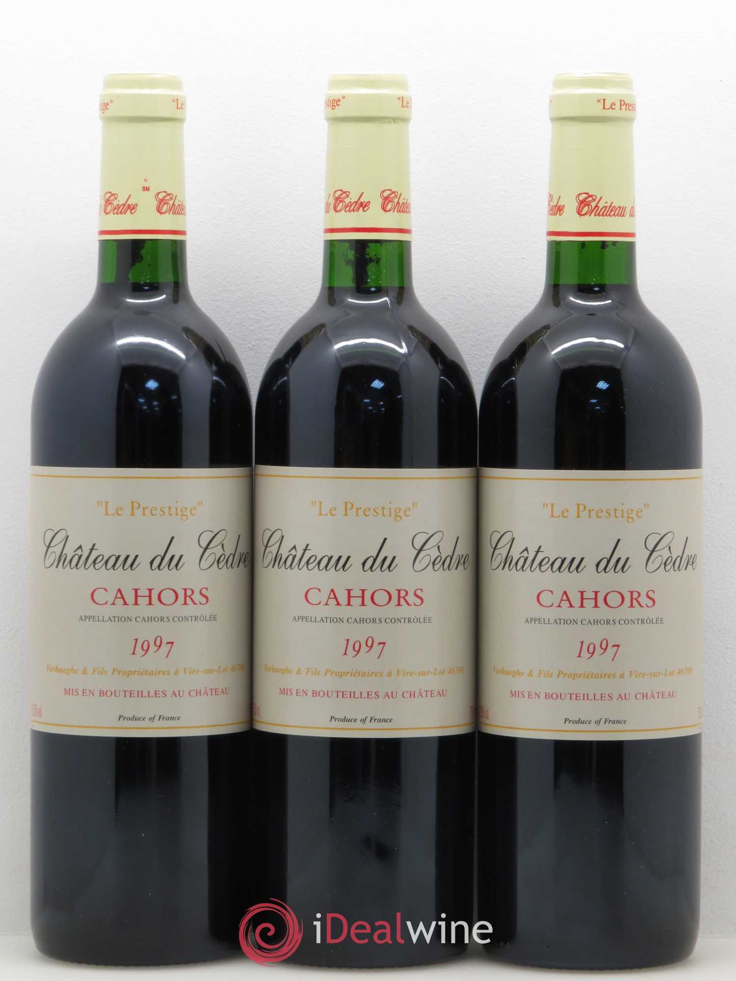 Cahors Château du Cèdre Pascal et Jean-Marc Verhaeghe Prestige 1997 - Lot de 3 bouteilles - 0